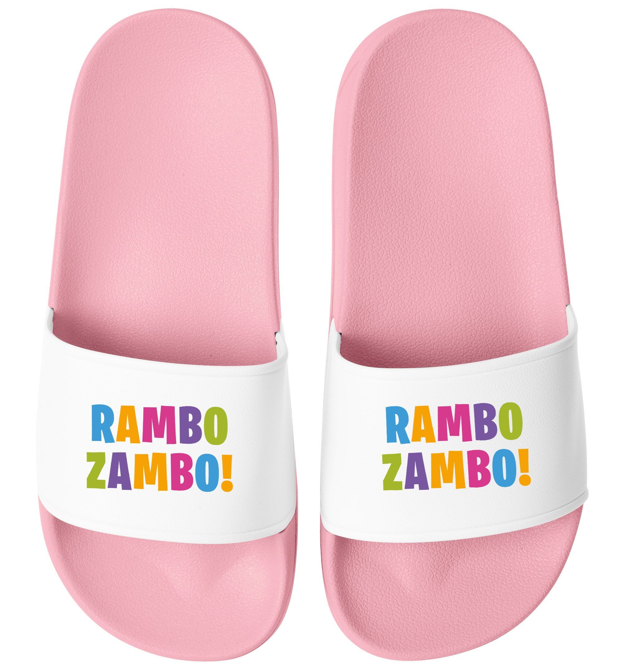 MoonWorks Badeschlappen Spruch lustig Rambo Zambo Party Gadget Badelatschen Badesandale