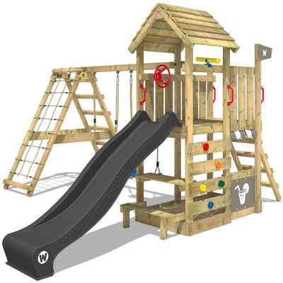 Spielturm "Mia" mit Doppelschaukel und Wellenrutsche im Komplettbausatz 