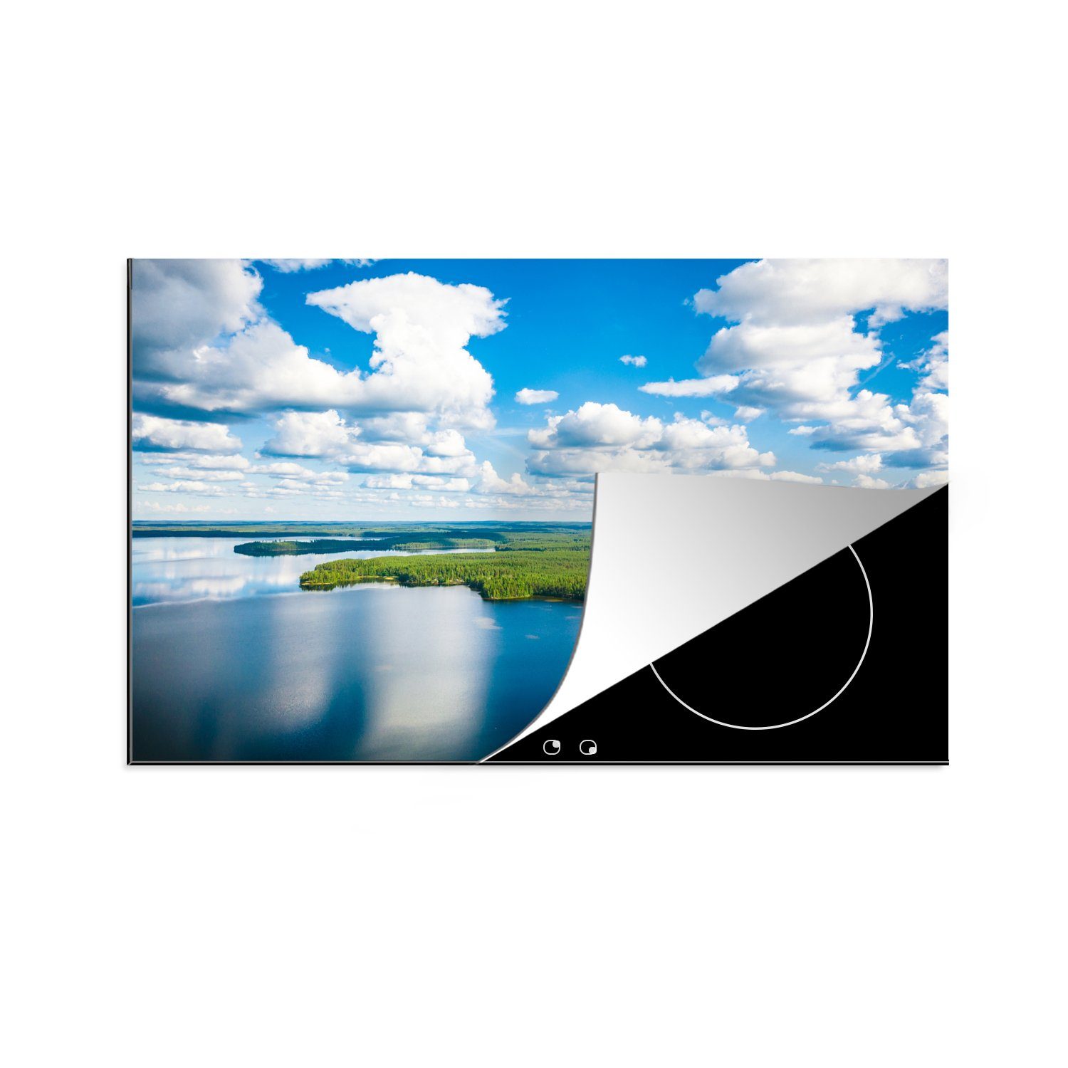 MuchoWow Herdblende-/Abdeckplatte Luftaufnahme von Finnland, Schutz Ceranfeldabdeckung die 81x52 (1 tlg), für küche, Induktionskochfeld Vinyl, cm