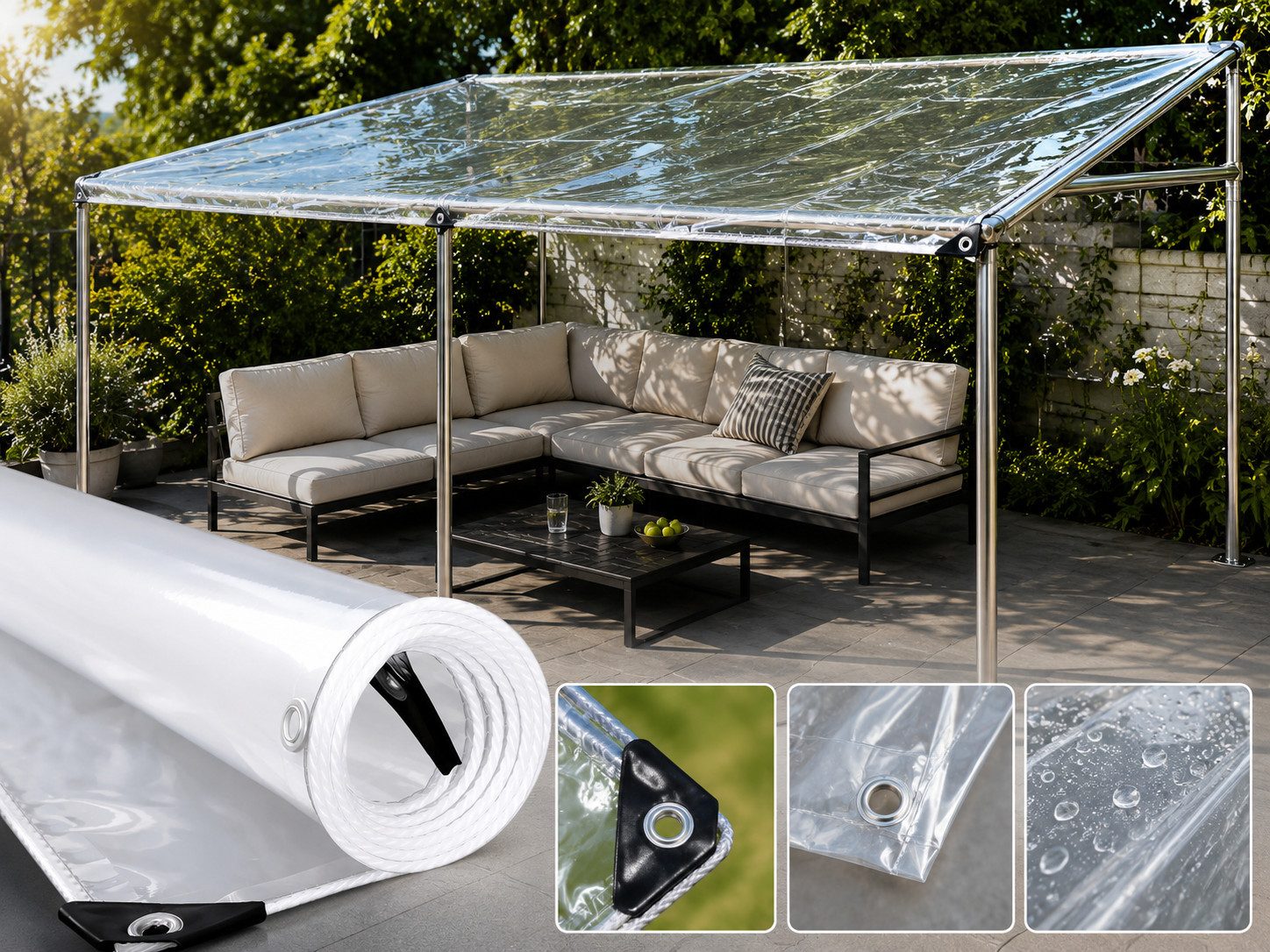 Z-Tex Schutzplane PVC Plane Transparent, Randverstärkt, geöst (1-St)