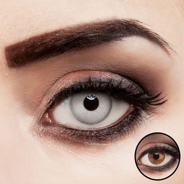aricona Farblinsen Farbig grau Kontaktlinsen für dunkle Augen natürlich farbige Jahreslinsen hellgrau, ohne Stärke, 2 Stück