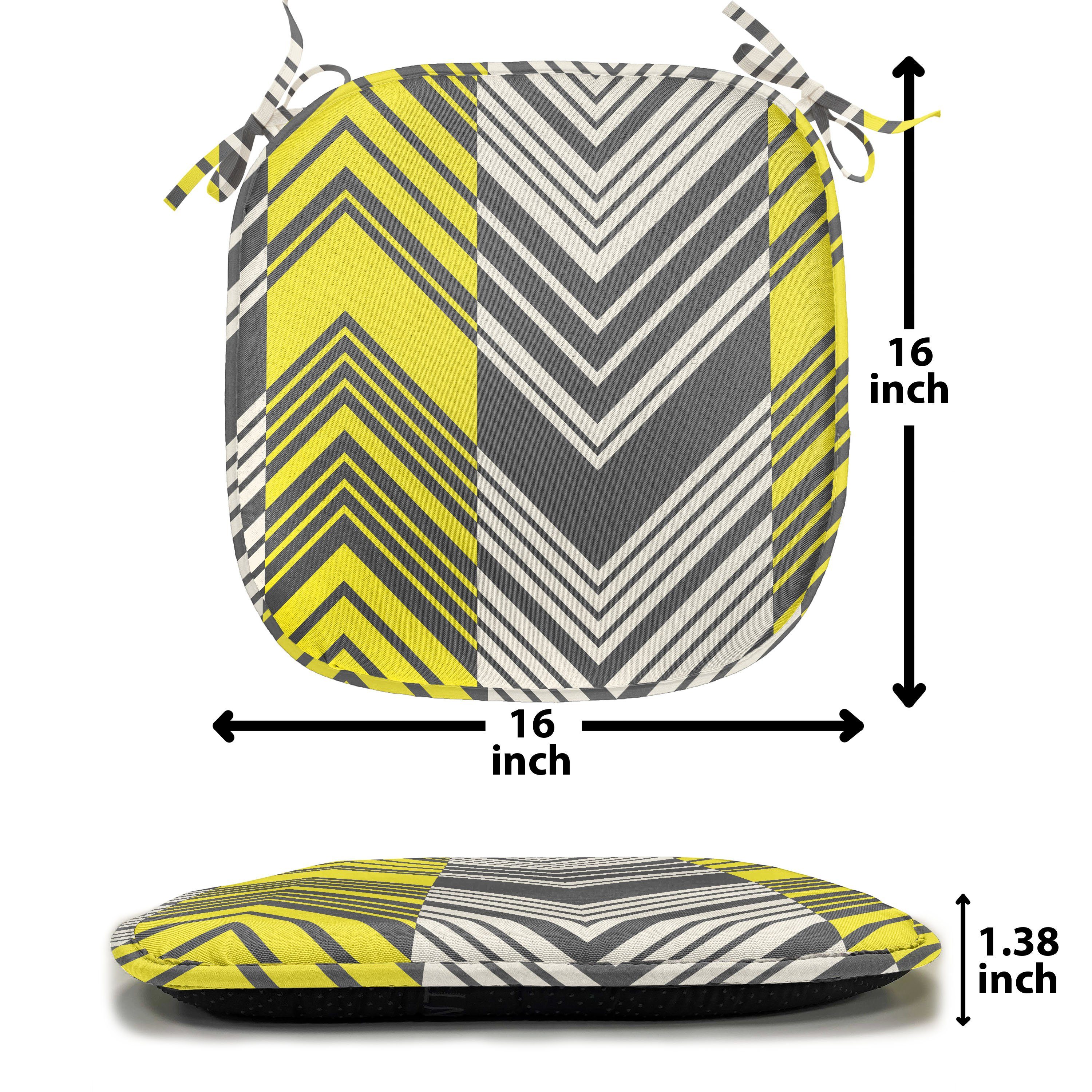 Abakuhaus Stuhlkissen Dekoratives mit Riemen Küchensitze, und Weiß Zick-Zack-Muster Gelb wasserfestes Kissen für