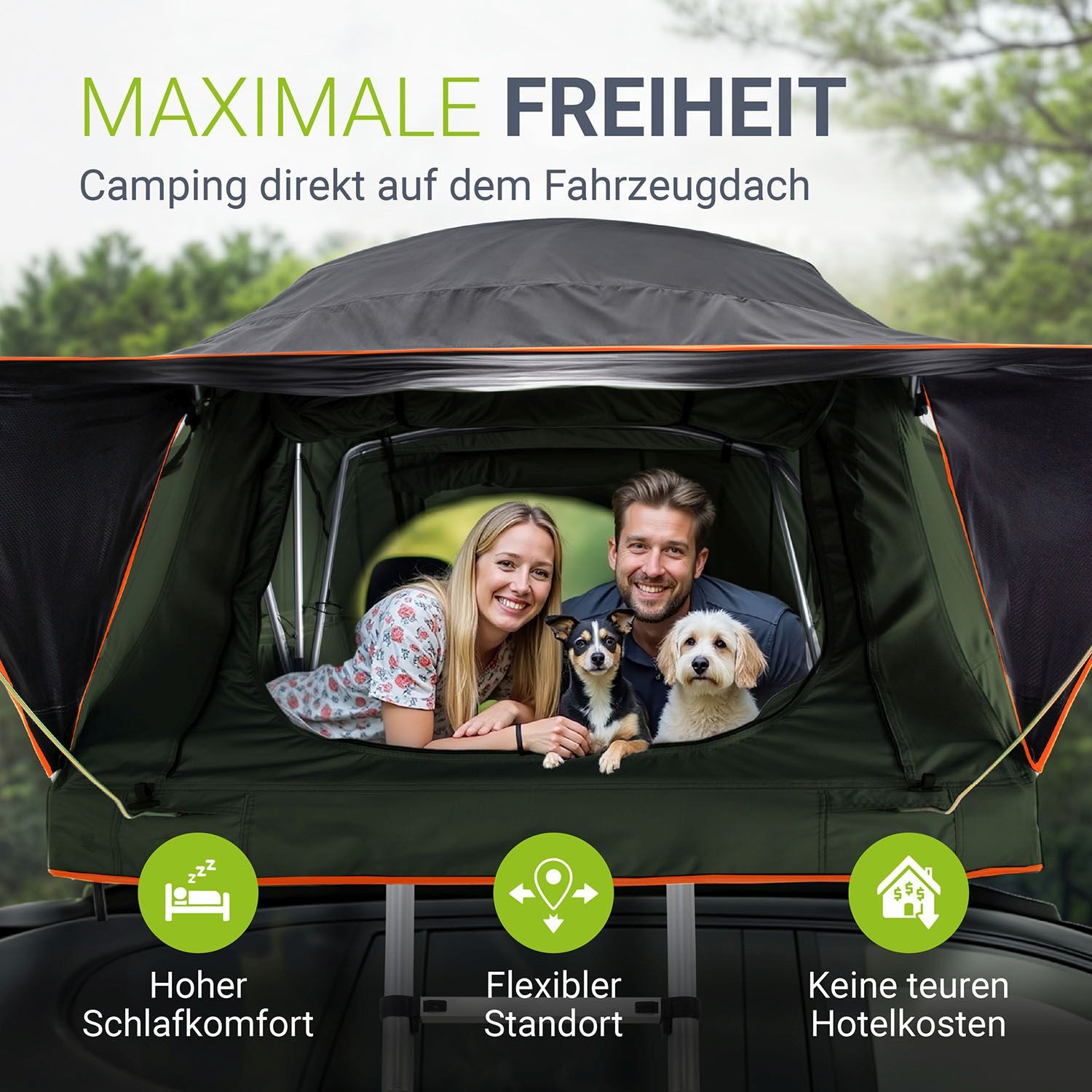Juskys Dachzelt Lago, Wasserdicht, Teleskopleiter, 2 günstig online kaufen
