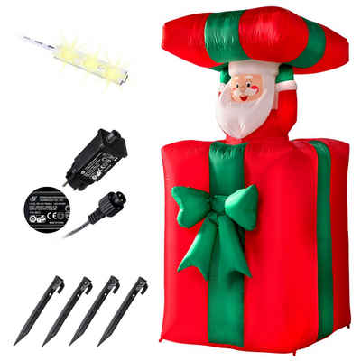 monzana Weihnachtsmann, Aufblasbarer 152cm Springt-aus-der-Box LED Beleuchtet IP44 Außen Weihnachten Geschenk Weihnachtsdeko Weihnachtsfigur Nikolaus Santa