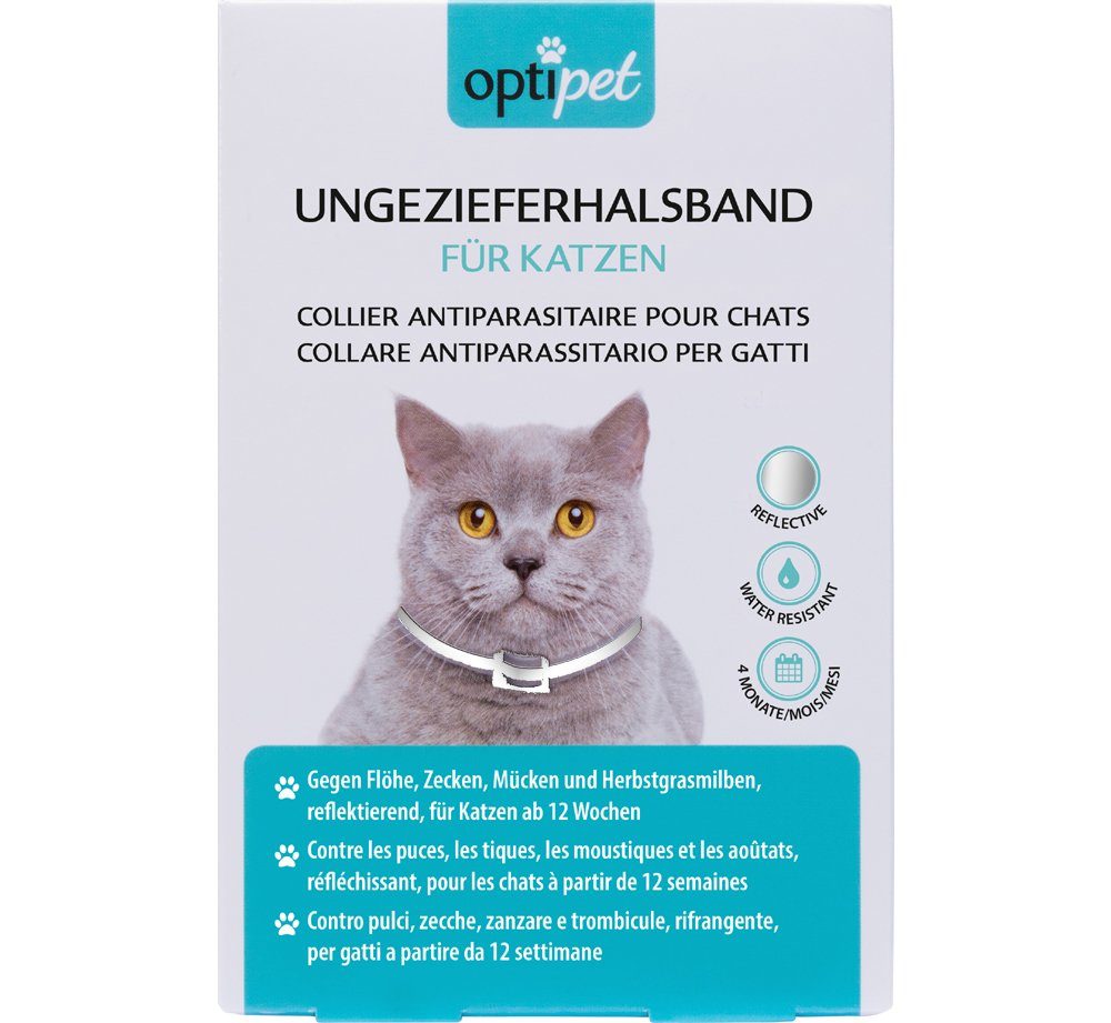 OptiPet Katzen-Halsband Flohhalsband für Katzen Zeckenhalsband, Wirkt 4 Monate, wasserfest, reflektierend, Anti-Strangulationssystem
