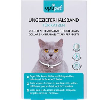 OptiPet Tier-Halsband Flohhalsband für Katzen Zeckenhalsband, Wirkt 4 Monate, wasserfest, reflektierend, Anti-Strangulationssystem