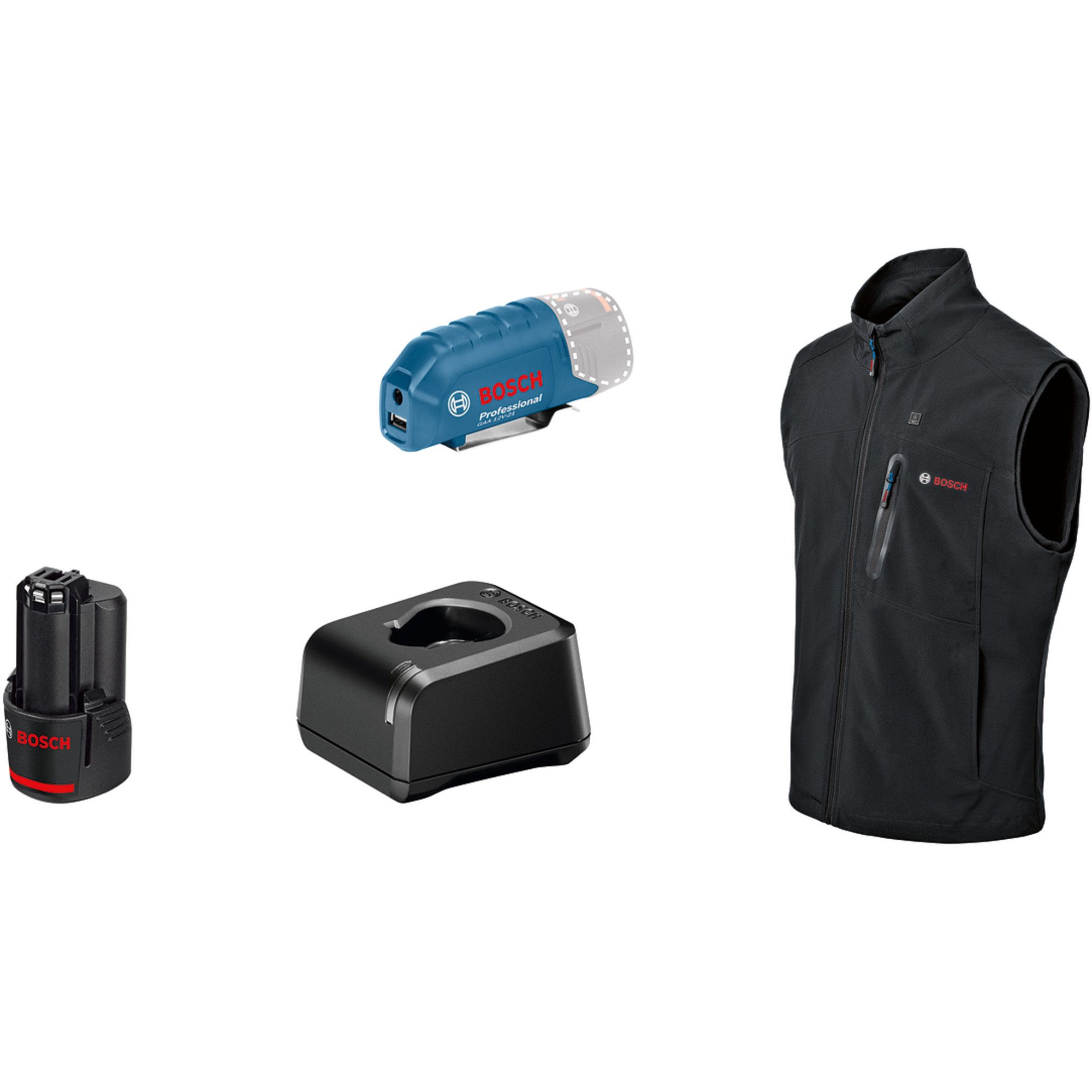 Bosch Professional Arbeitsweste Bosch Professional Heat+Jacket GHV 12+18V Kit
