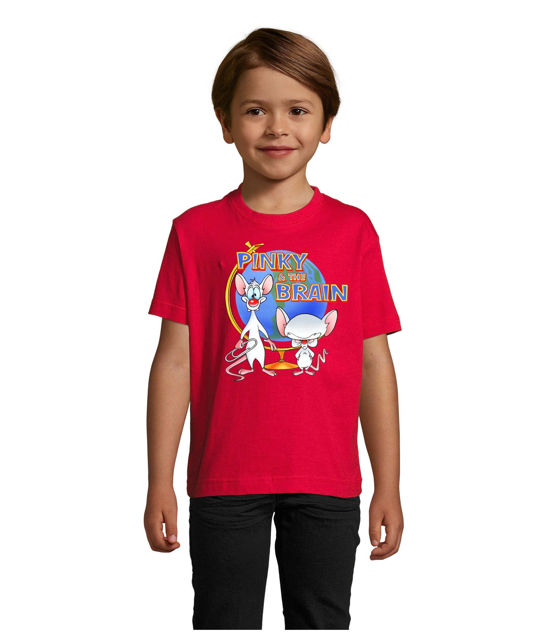 Blondie & Brownie T-Shirt Kinder Brain and Weltherrschaft Pinky Comic Rot Cartoon the