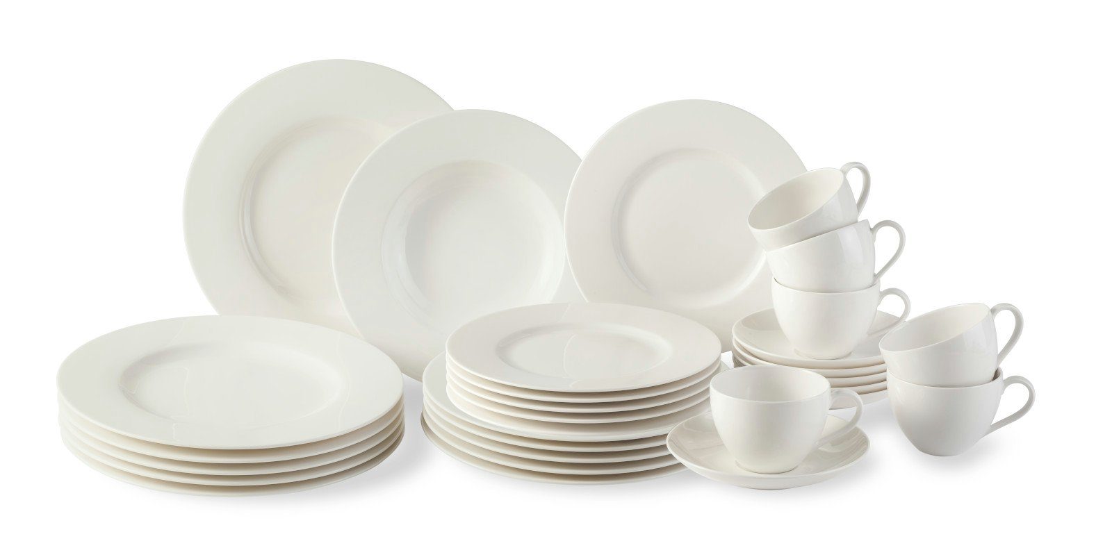 vivo Villeroy & Boch Group Kombiservice Basic White Kombiset 30tlg, Porzellan