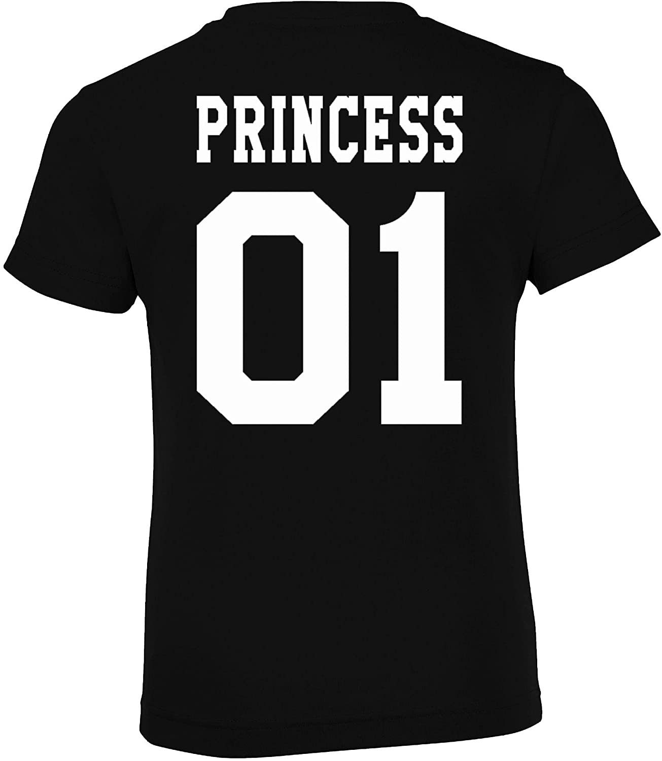 Youth Designz T-Shirt Herren mit trendiger T-Shirt Set Damen Princess-Schwarz Prince Rückenprint, King Queen Spruch (1-tlg) Princess Kinder