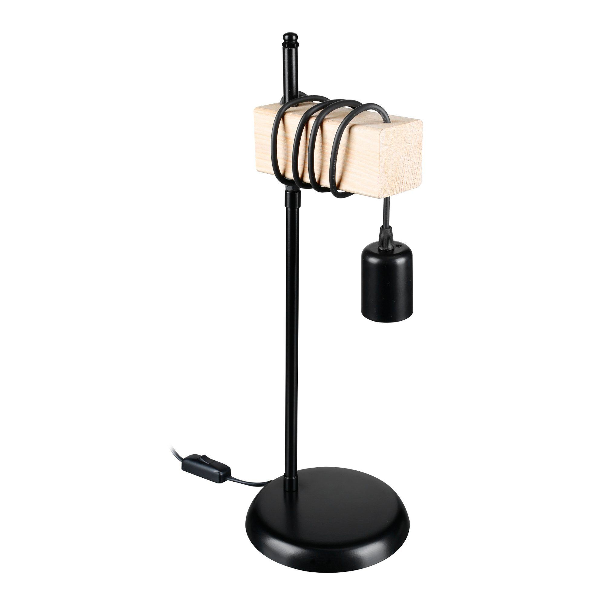 lux.pro Tischleuchte, ohne Leuchtmittel, Massivholz Tischlampe Schwarz Schreibtischlampe Metall »Chatham«