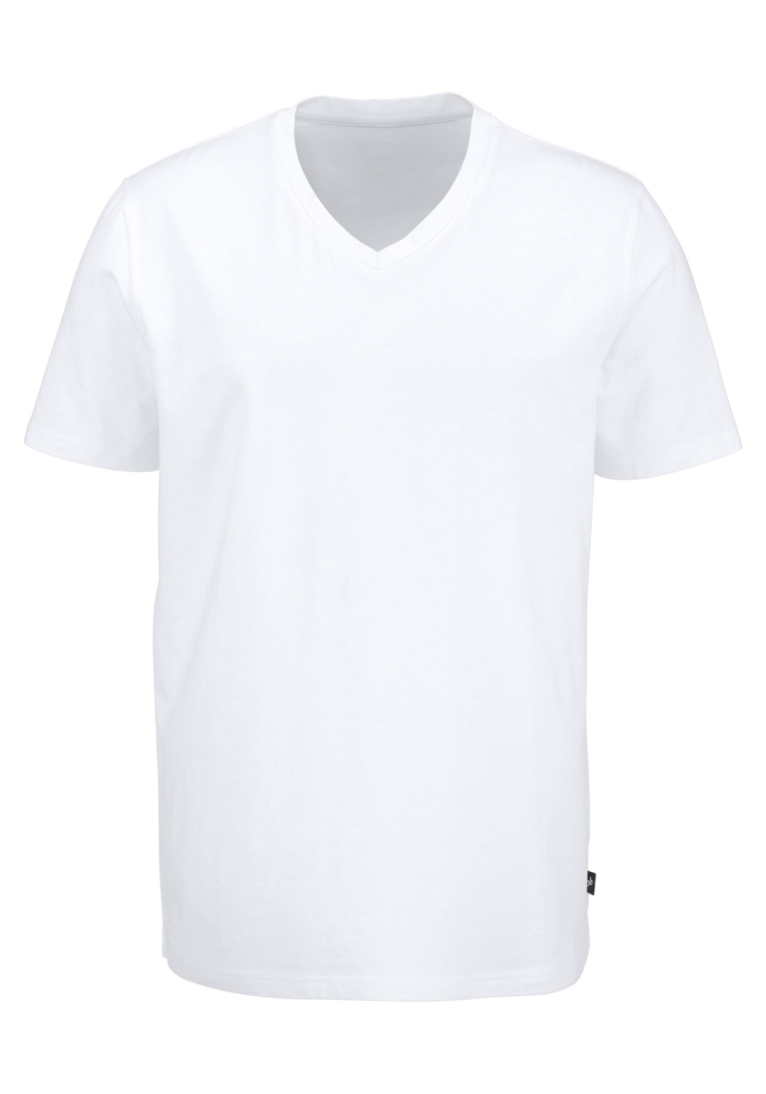 Banani elastischer V-Ausschnitt, (3-tlg., Passform, Bruno weiß Baumwolle T-Shirt perfekte mit 3er-Pack) aus