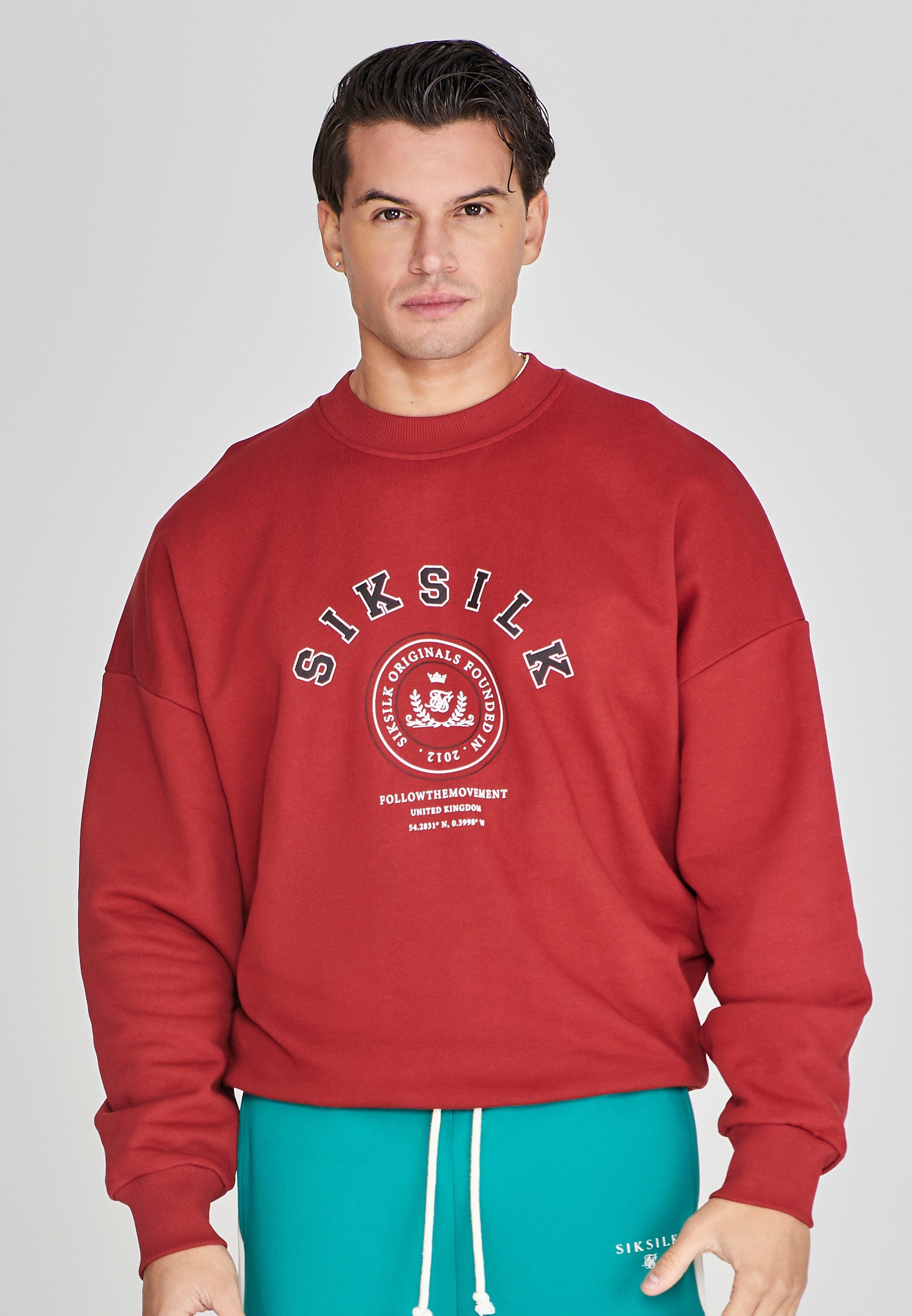 Sweatshirt SikSilk Herren Bordeaux Logo Pullover