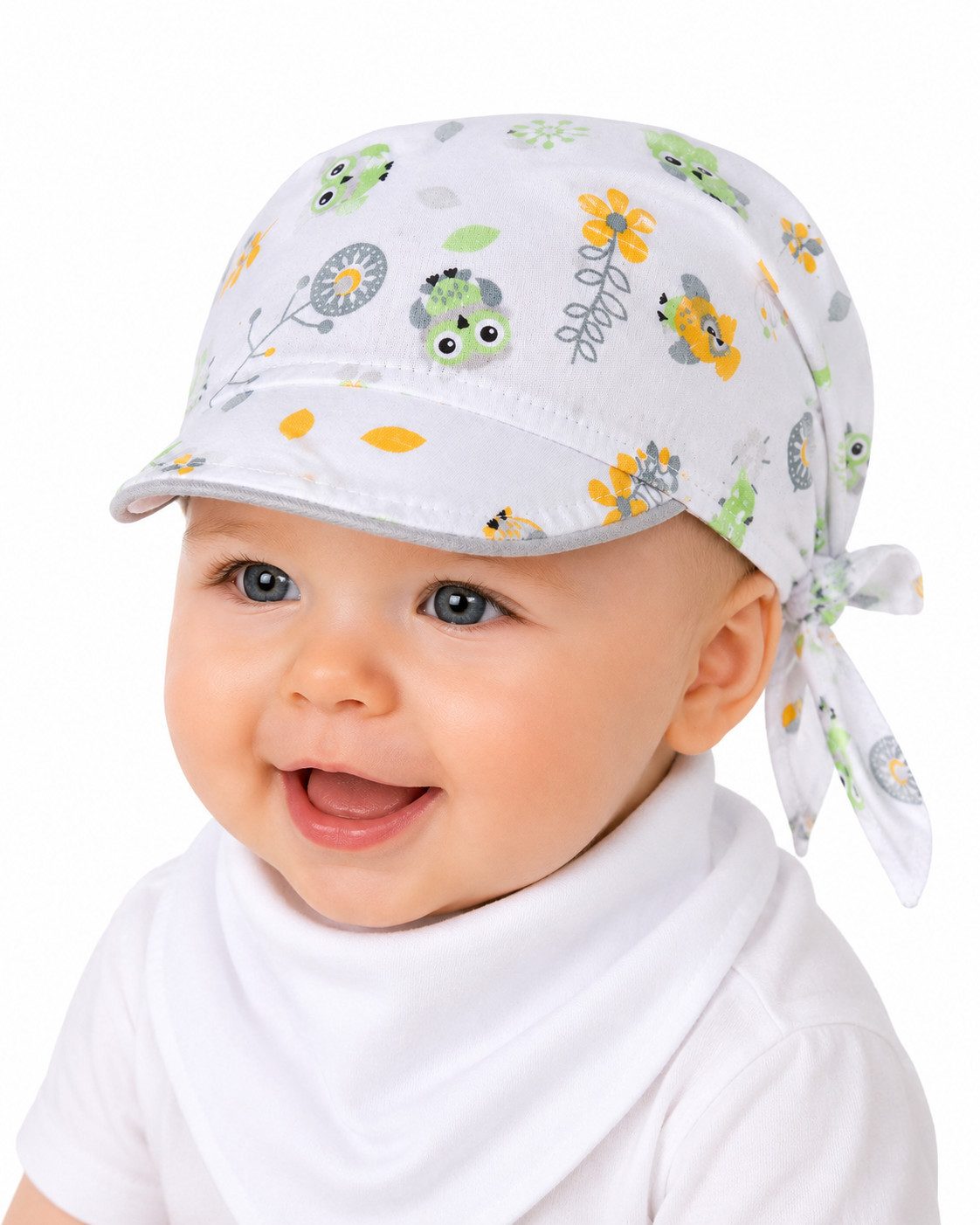 Kopftuch Baby Tuch Dreieckstuch mit Schirmchen vorne Sommertuch Mütze
