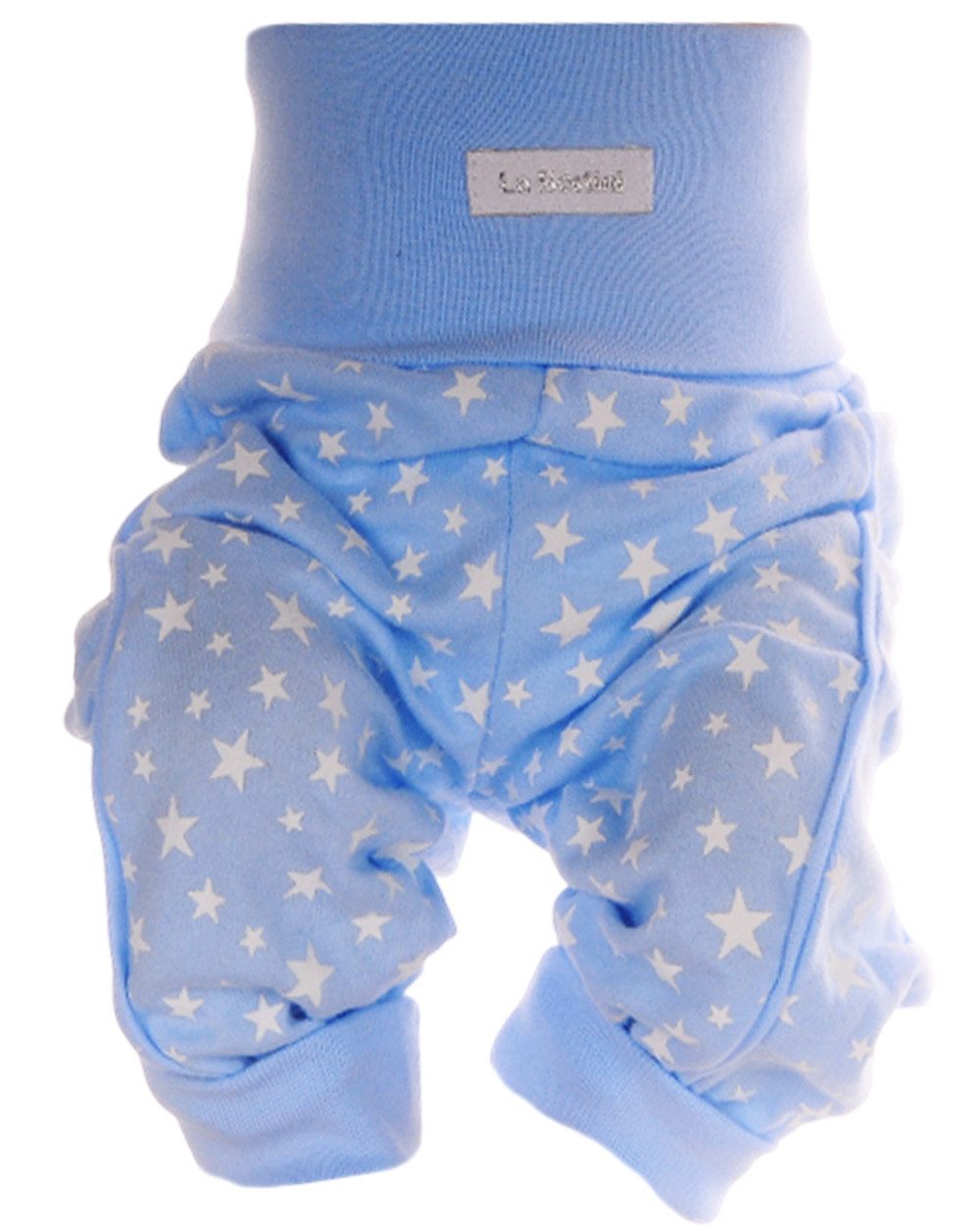 La Bortini Schlupfhose Baby Hose Erstlingshose Mitwachshose in Blau mit Sternchen aus Baumwolle, 44 50 56 62 68 74 80 86 92 98 104