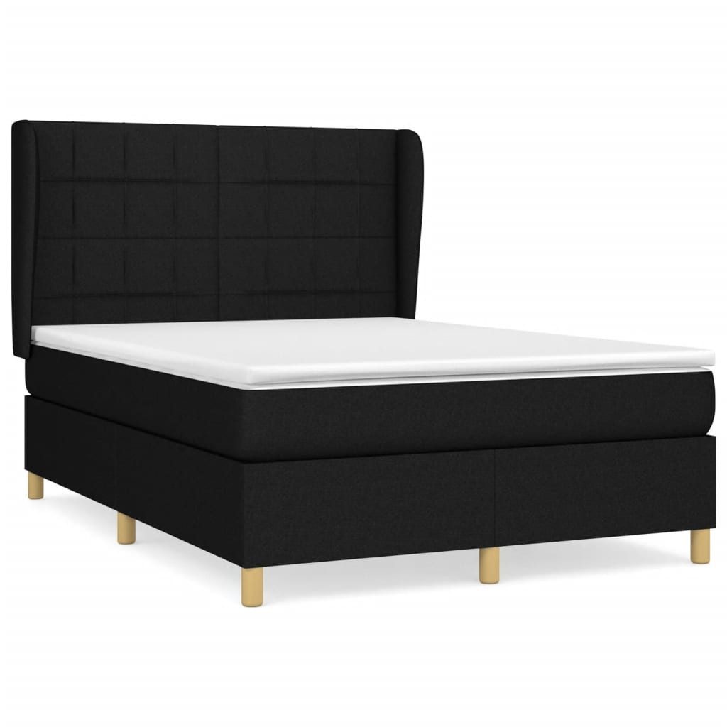 vidaXL Boxspringbett, Boxbett mit Matratze Schwarz 140x190 cm Stoff günstig online kaufen