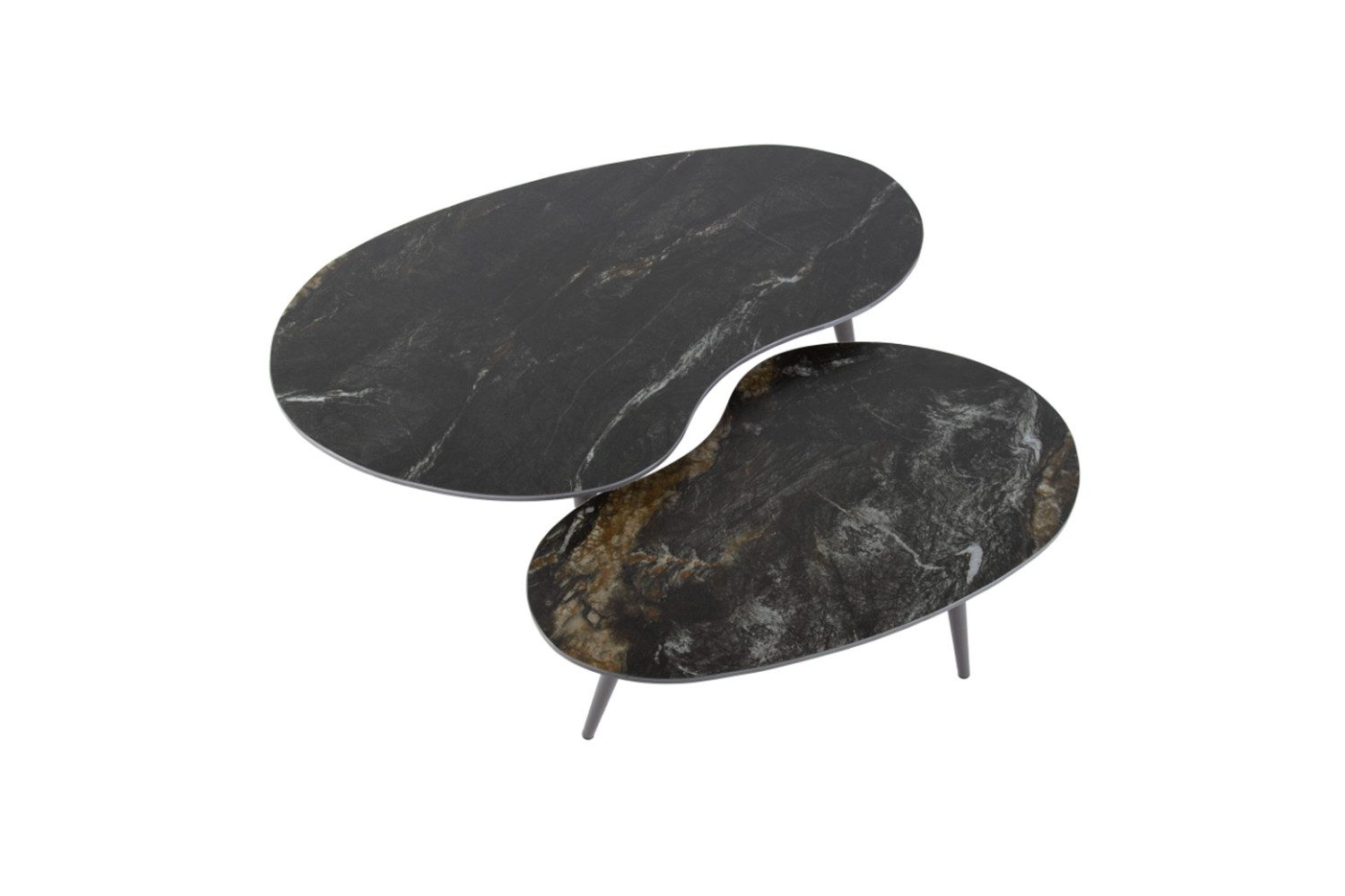 KAWOLA Couchtisch PONTE (Set, 2-St), Keramik schwarz nierenförmig