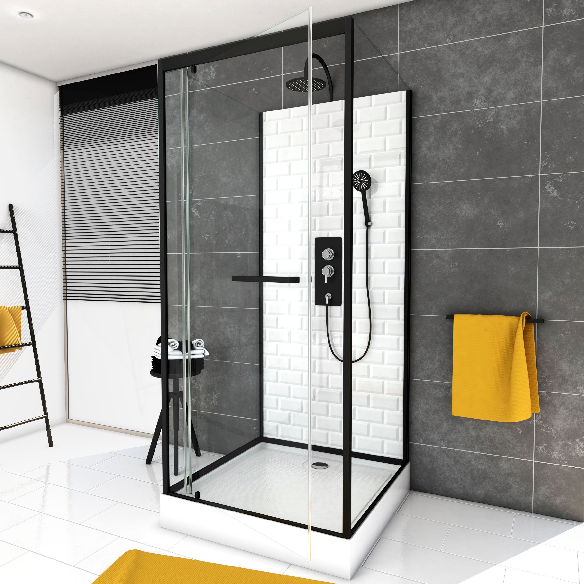 Marwell Komplettdusche White Stone, BxT: 90x90 cm, Einscheibensicherheitsglas, inkl. Armaturen