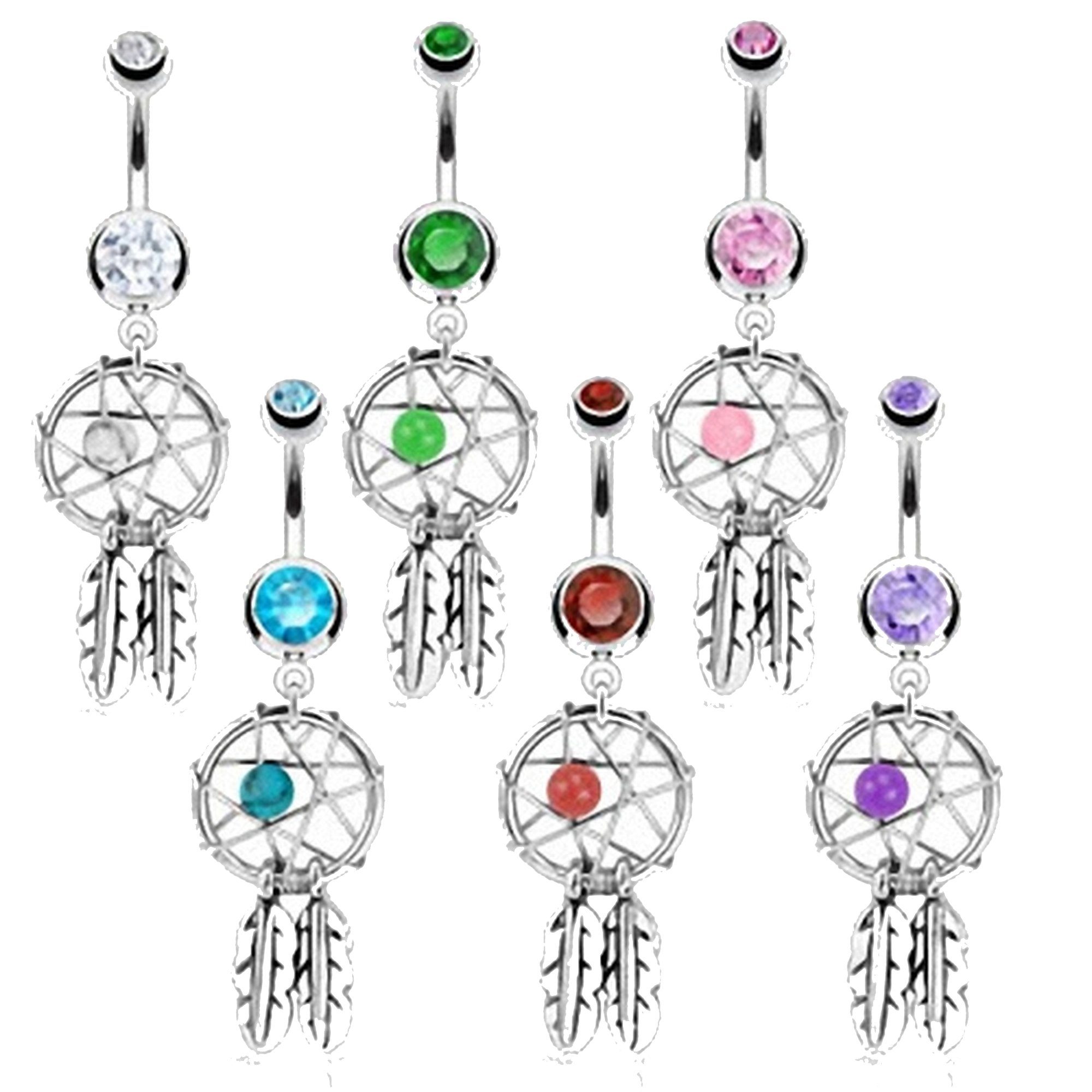 Taffstyle Bauchnabelpiercing Piercing Chirurgenstahl Kristall Traumfänger, Bauchnabelpiercing Bauch Bauchnabel Banane Stecker Anhänger