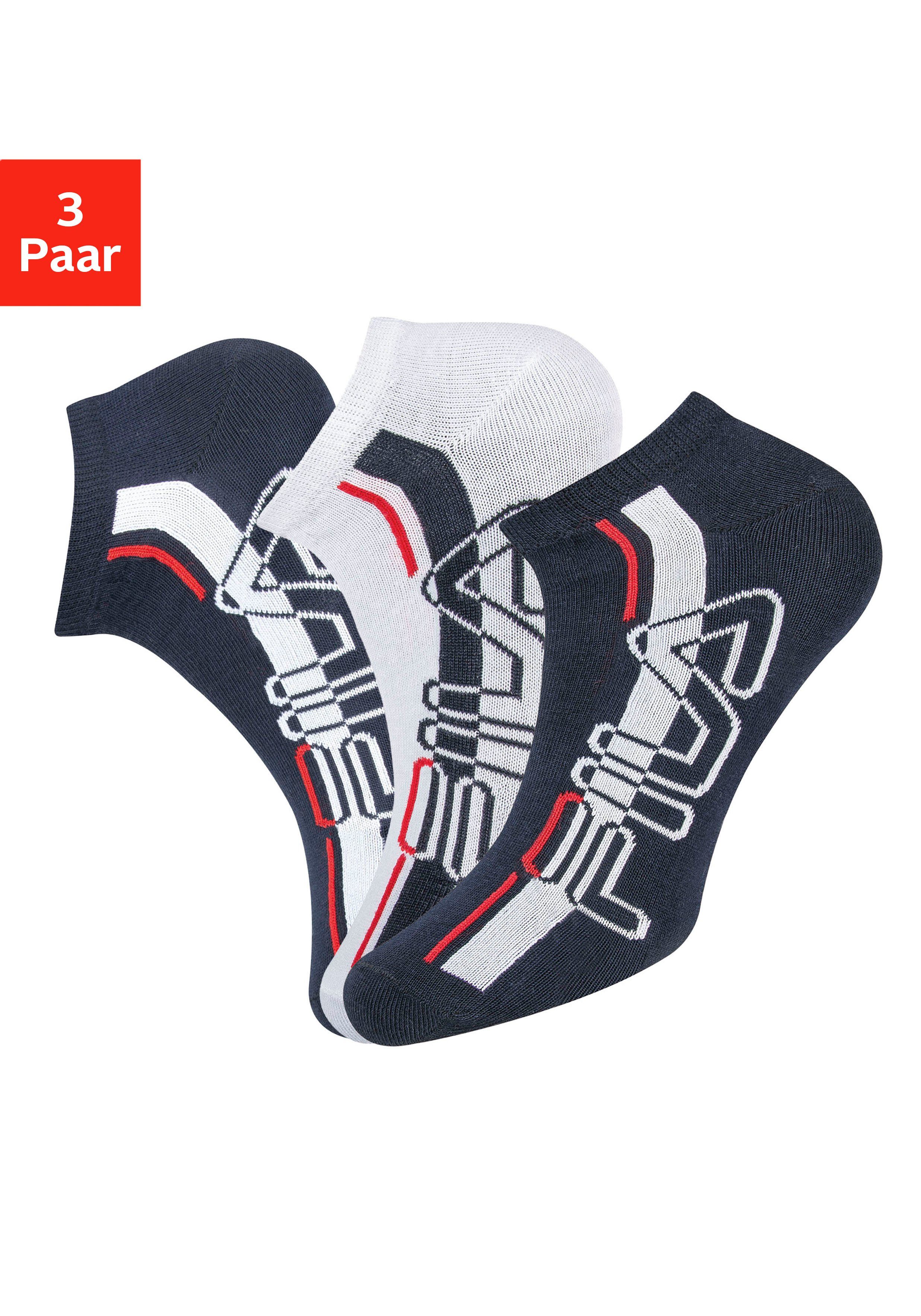 Fila eingestricktem weiß, mit (3-Paar) Sneakersocken Schriftzug blau