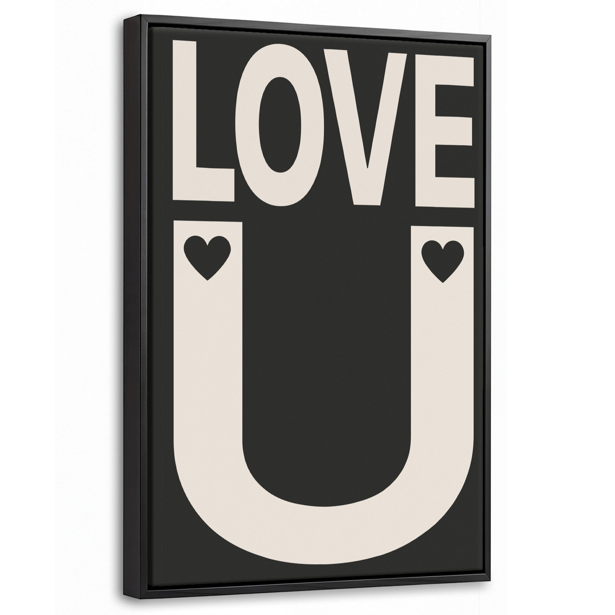 OneMillionCanvasses® Leinwandbild mit Rahmen - Liebe - Schwarz - Minimalistisch, Fotodruck (1 St), Deko für Wohnzimmer Schlafzimmer Küche 20x30cm