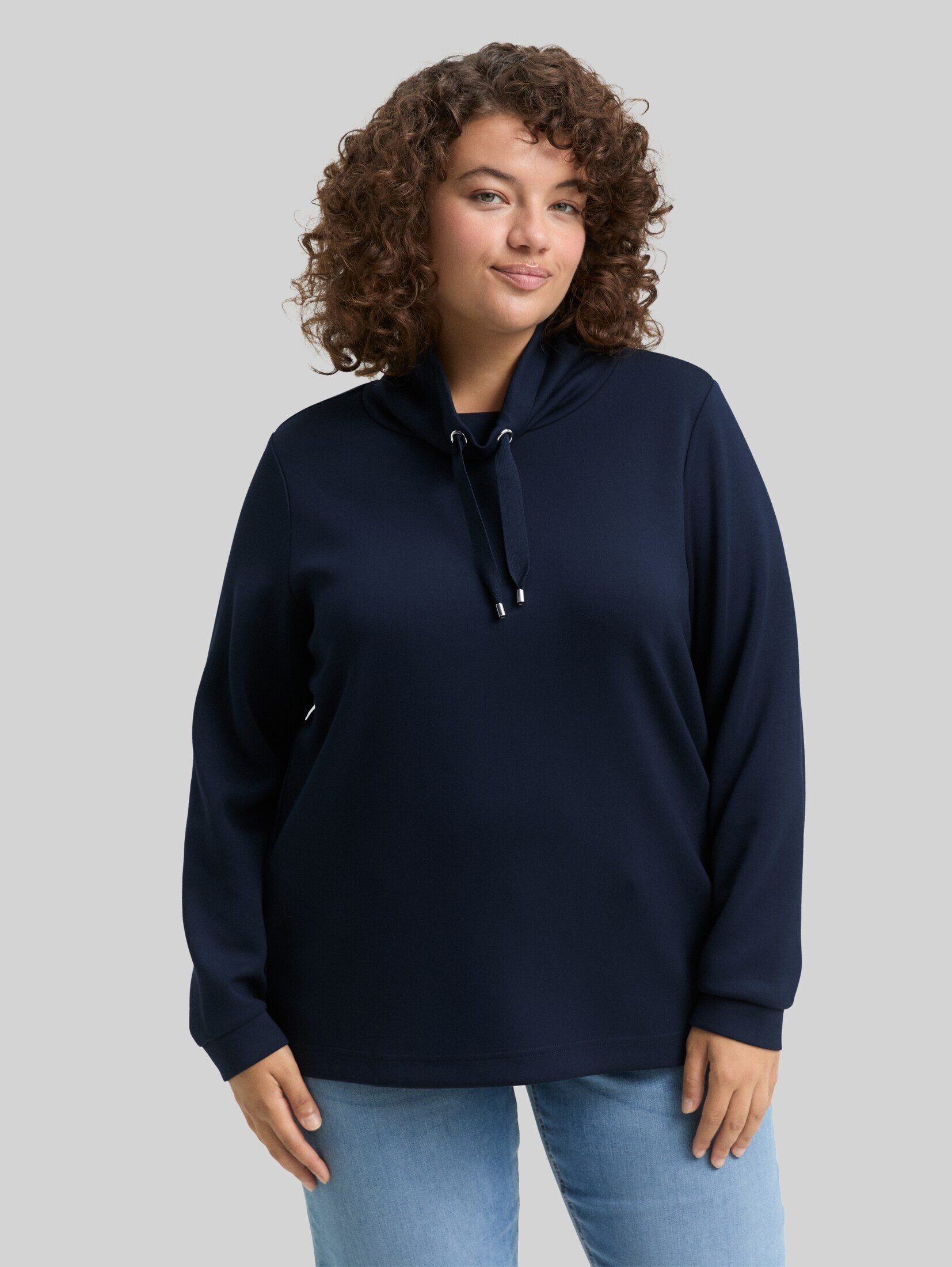 TOM TAILOR PLUS Sweatshirt Strick & Sweatshirts Plus Size - Scuba Sweatshirt mit Stehkragen