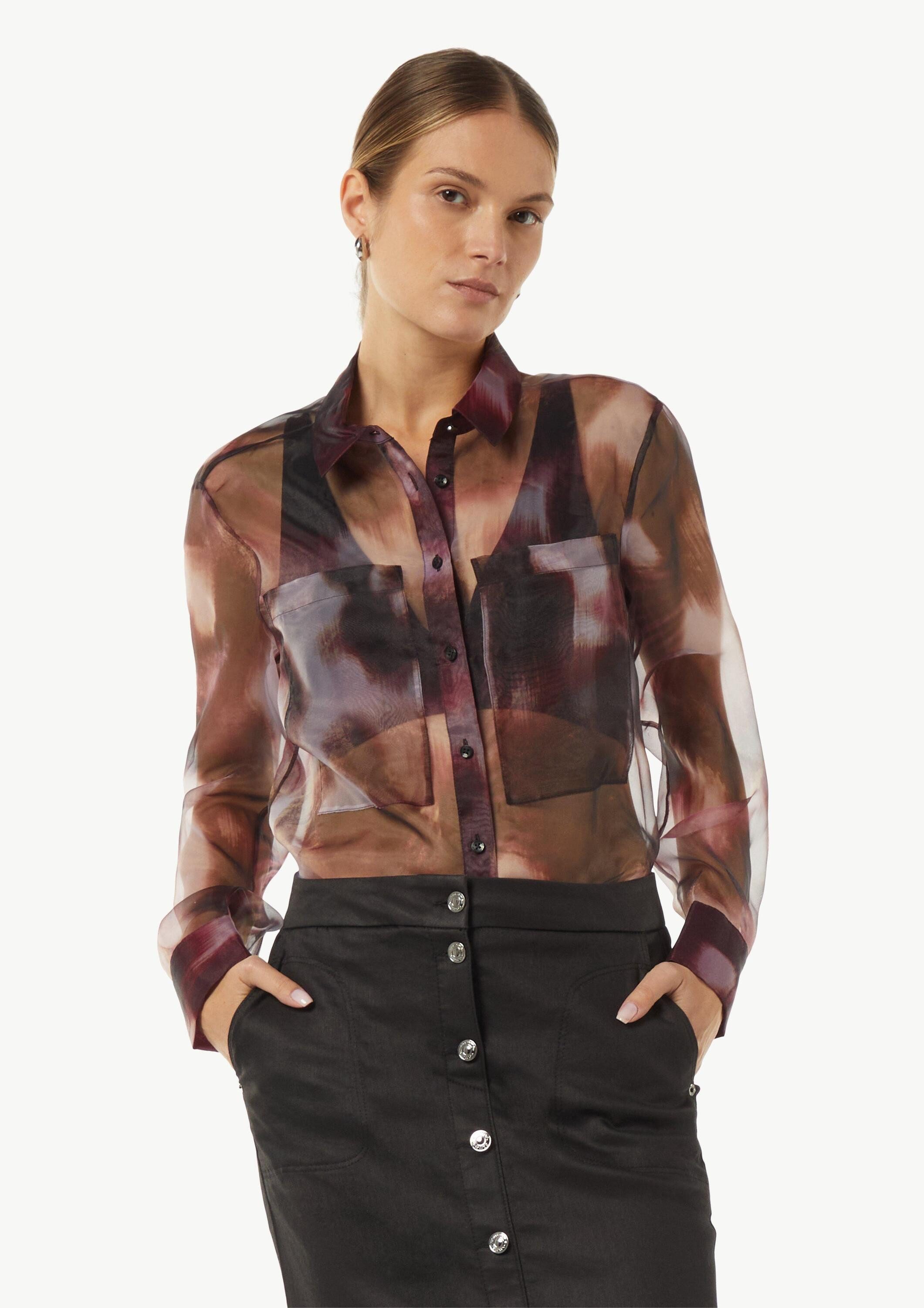 comma Langarmbluse Bluse Transparente Hemdbluse aus Organza günstig online kaufen