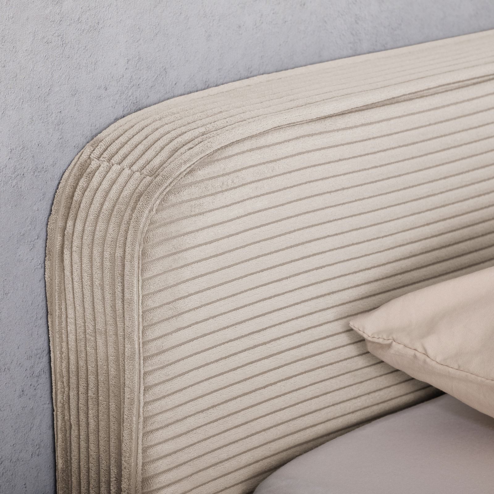 IDIMEX Polsterbett CURSIO, Doppelbett 140x200 cm mit Lattenrost in Cord-Optik Beige