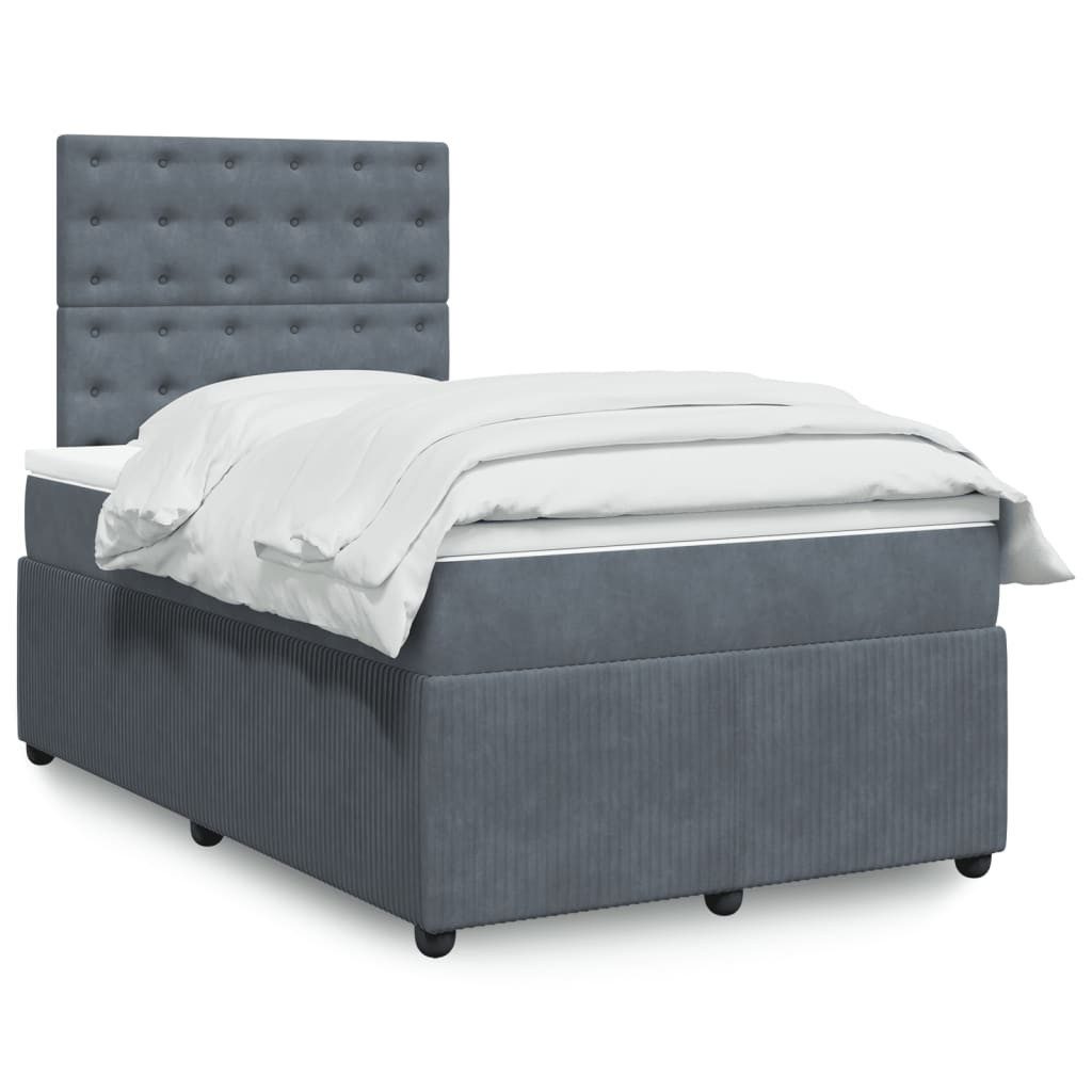 vidaXL Boxspringbett, Boxspringbett mit Matratze Dunkelgrau 120x200 cm Samt günstig online kaufen