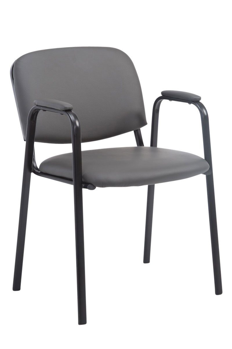 (Besprechungsstuhl - mit Keen TPFLiving Kunstleder - Warteraumstuhl - schwarz Messestuhl), Konferenzstuhl Gestell: Sitzfläche: hochwertiger grau Metall Polsterung - Besucherstuhl