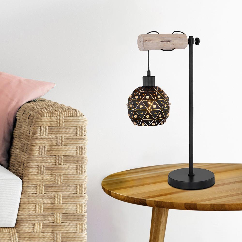 Schlafzimmerleuchte nicht Leuchtmittel Tischlampe Kugelleuchte, mit inklusive, Holz Tischleuchten Globo