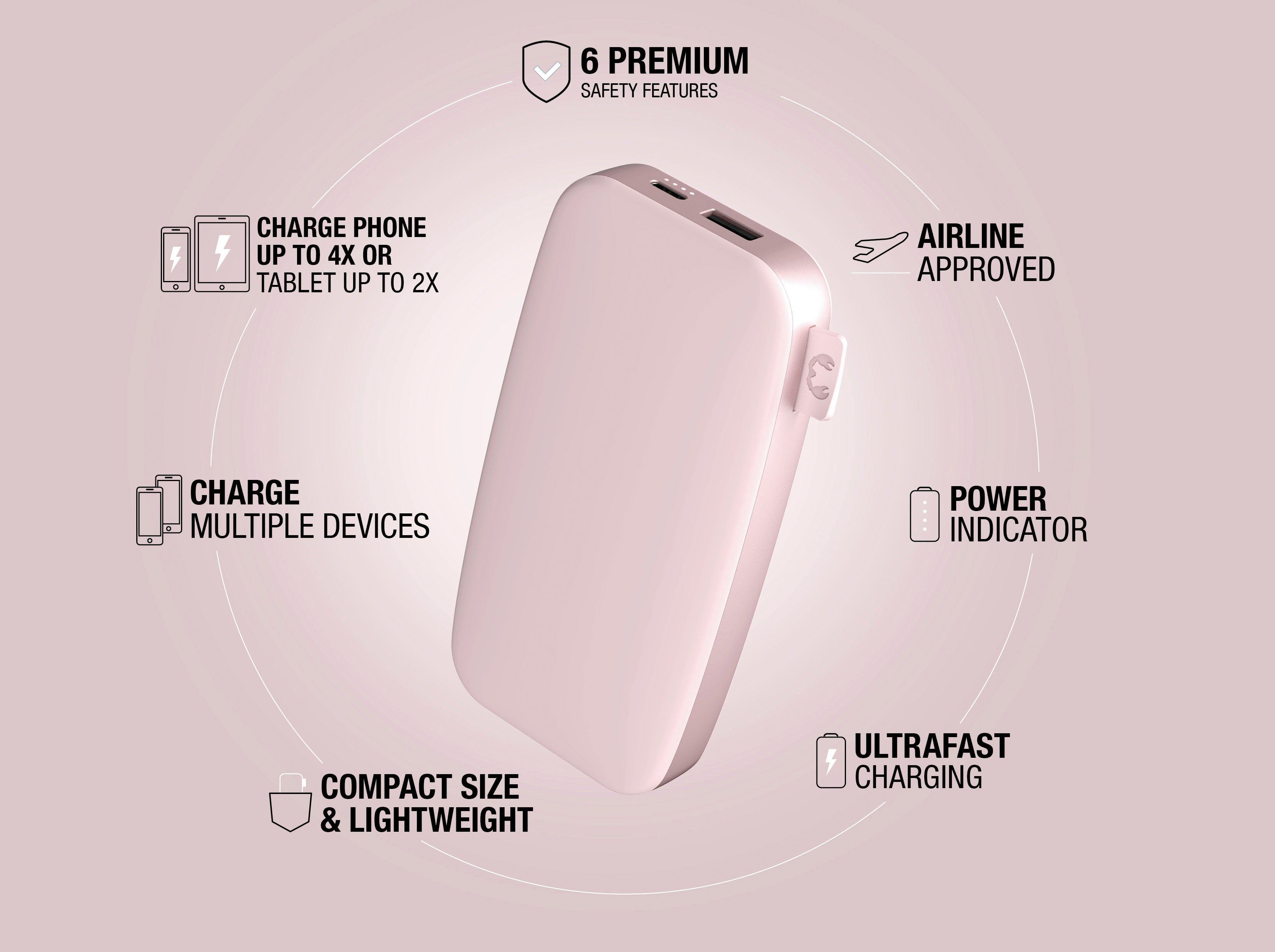 Fresh´n Rebel 20W Charge rosa USB-C, Pack & mit PD Ultra Fast Powerbank Power 12000mAh