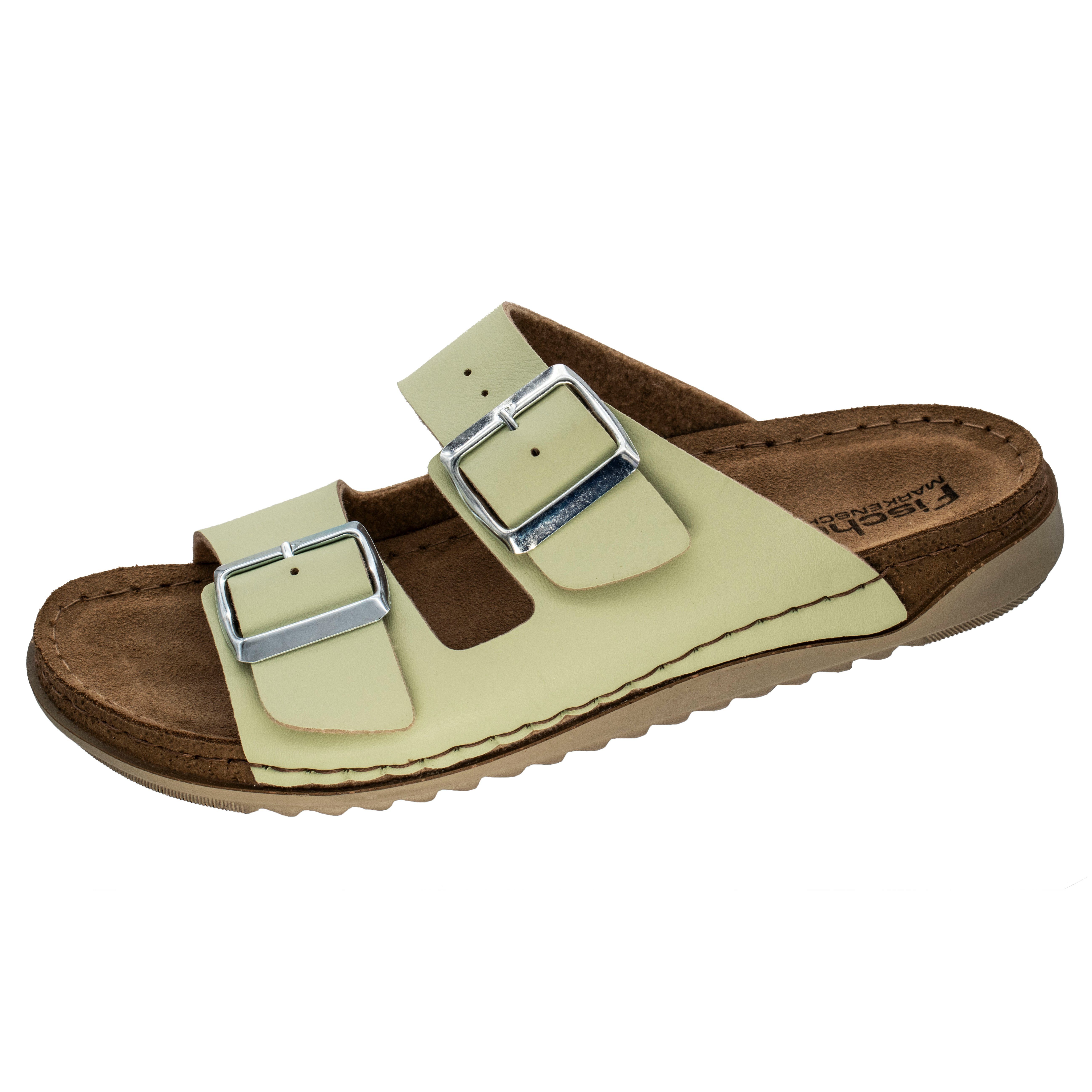 Fischer Damen Pantolette Sarah - Bequemer Flacher Slipper Mit 2 Schnallen