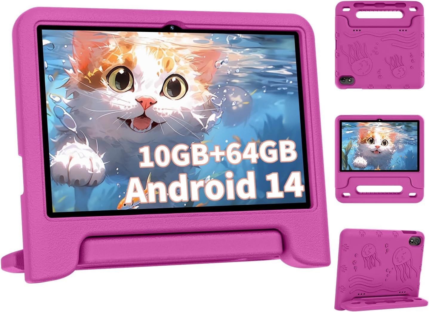 JIKOCXN Erweiterter Rückgabezeitraum Tablet (10", 64 GB, Android 14, 2,4G+5G, Tablet für Kinder Octa-Core Processor+ 1TB Erweiterung, 8000 mAh, FHD)