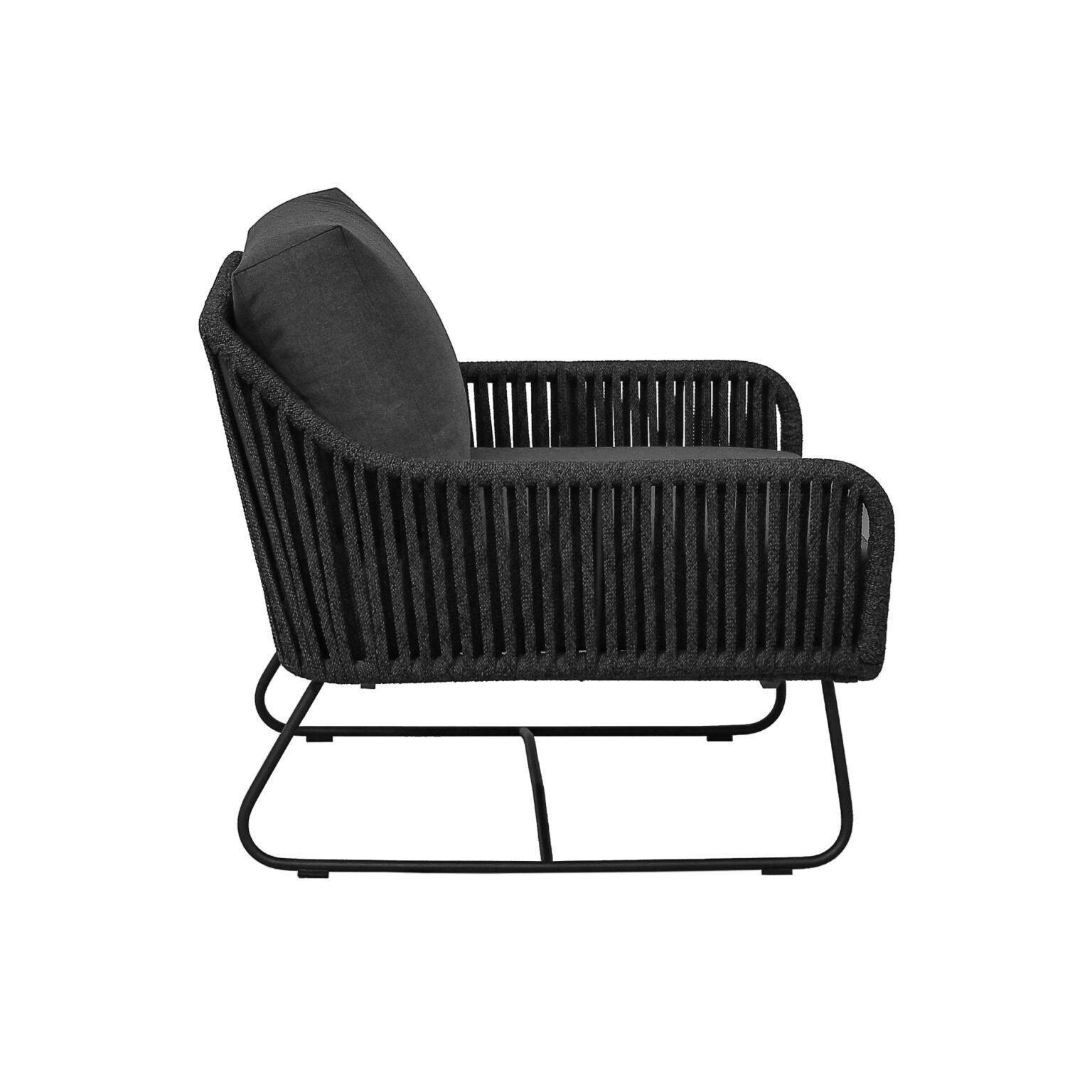 CASA DOMA Gartenlounge-Set Ribera/Arista, (Lounge-Set für 4 Pers., 4-tlg., Sofa, 2 Sessel, Tisch), wetterfester Stoff, Rope anthrazit, Kufengestell