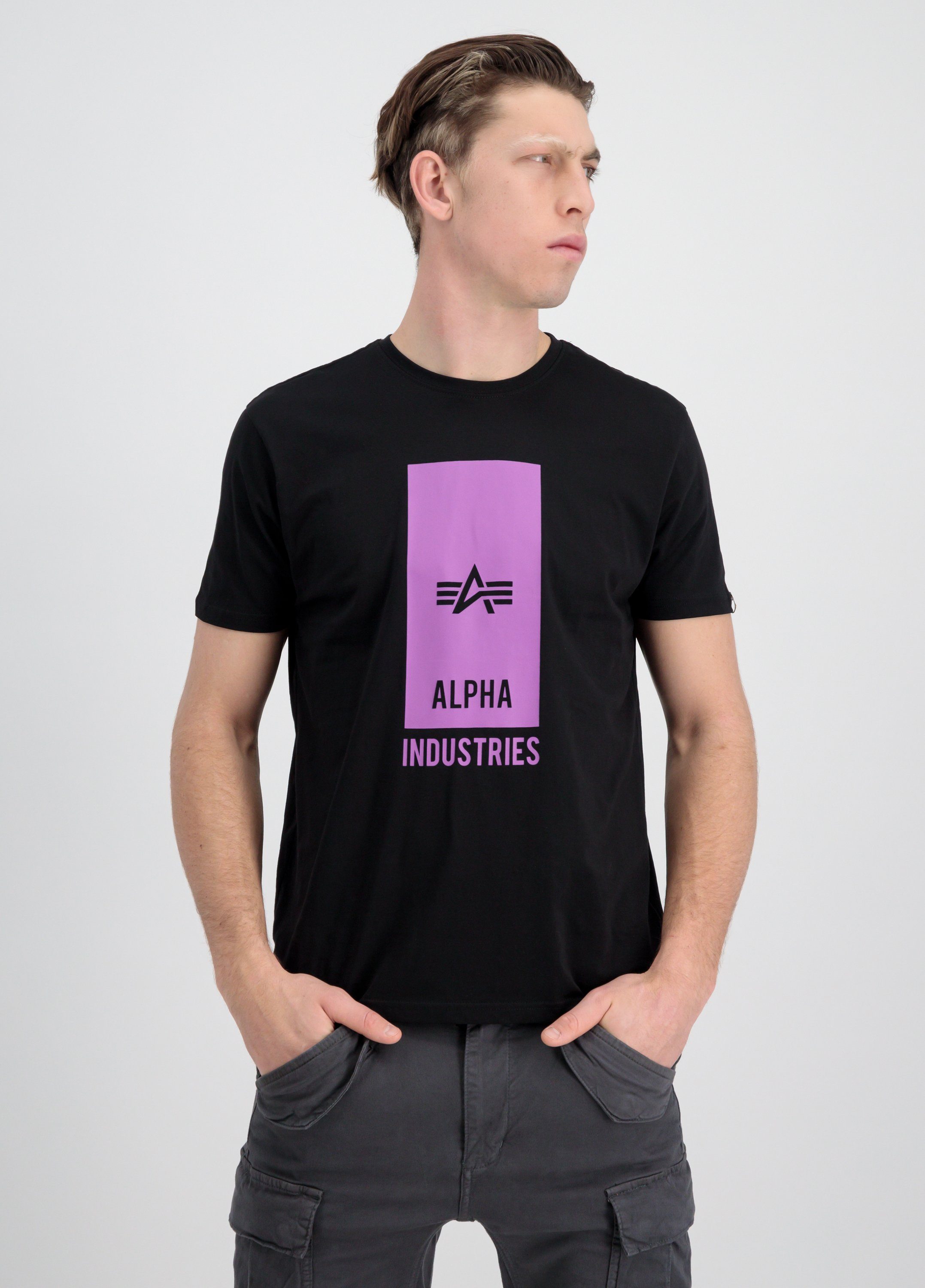Alpha Industries T-Shirt Alpha Industries Men - T-Shirts Block Logo T black / dark mag.
