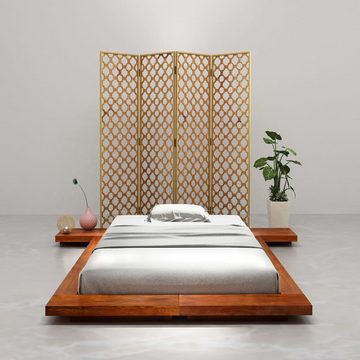 vidaXL Bett Futonbett Japanisch Akazie Massivholz 100x200 cm