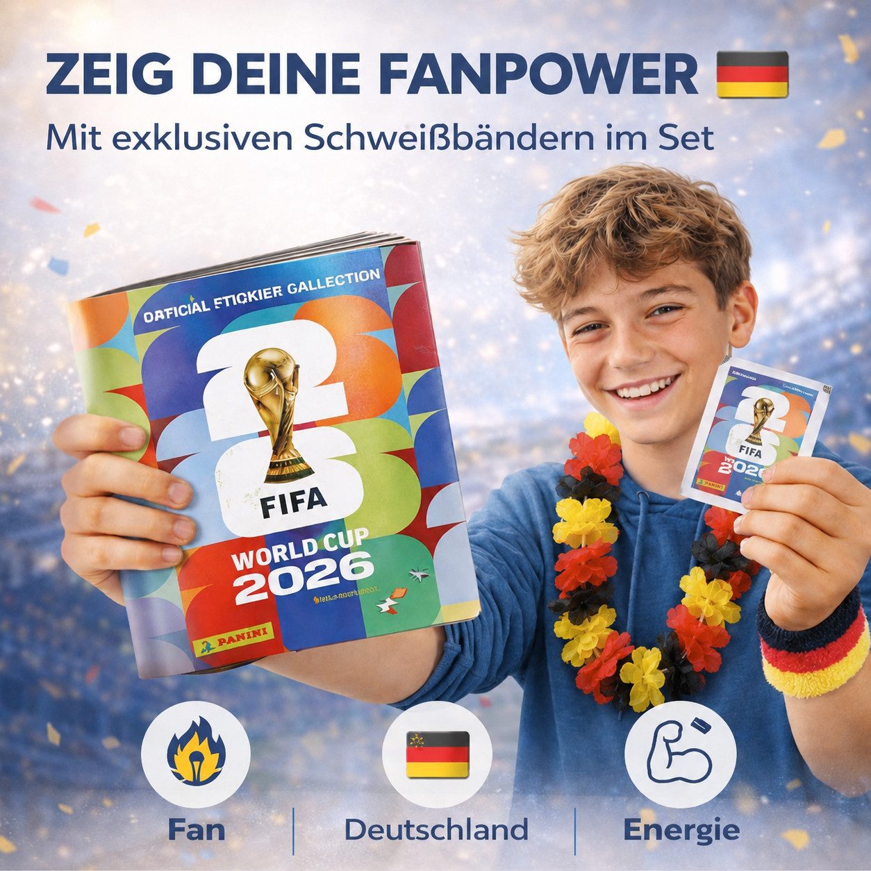 TK Gruppe Stickerbuch WM 2026 Panini-Sammelset mit Spielplan und Deutschland-Blumenkette – Bild 4 von 5