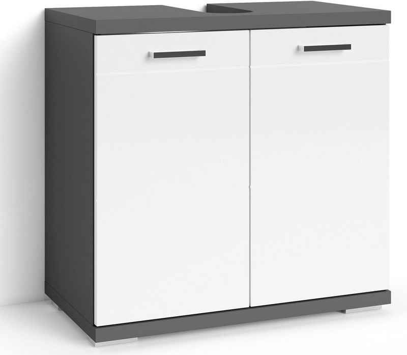 byLIVING Waschbeckenunterschrank Nebraska Breite 60 cm, mit Hochglanzlackierung und verchromten Metallgriffen