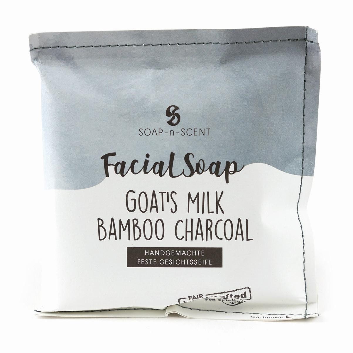 El Puente Handseife Facial Soap "Goat's Milk Bamboo Charcoal", Handmade