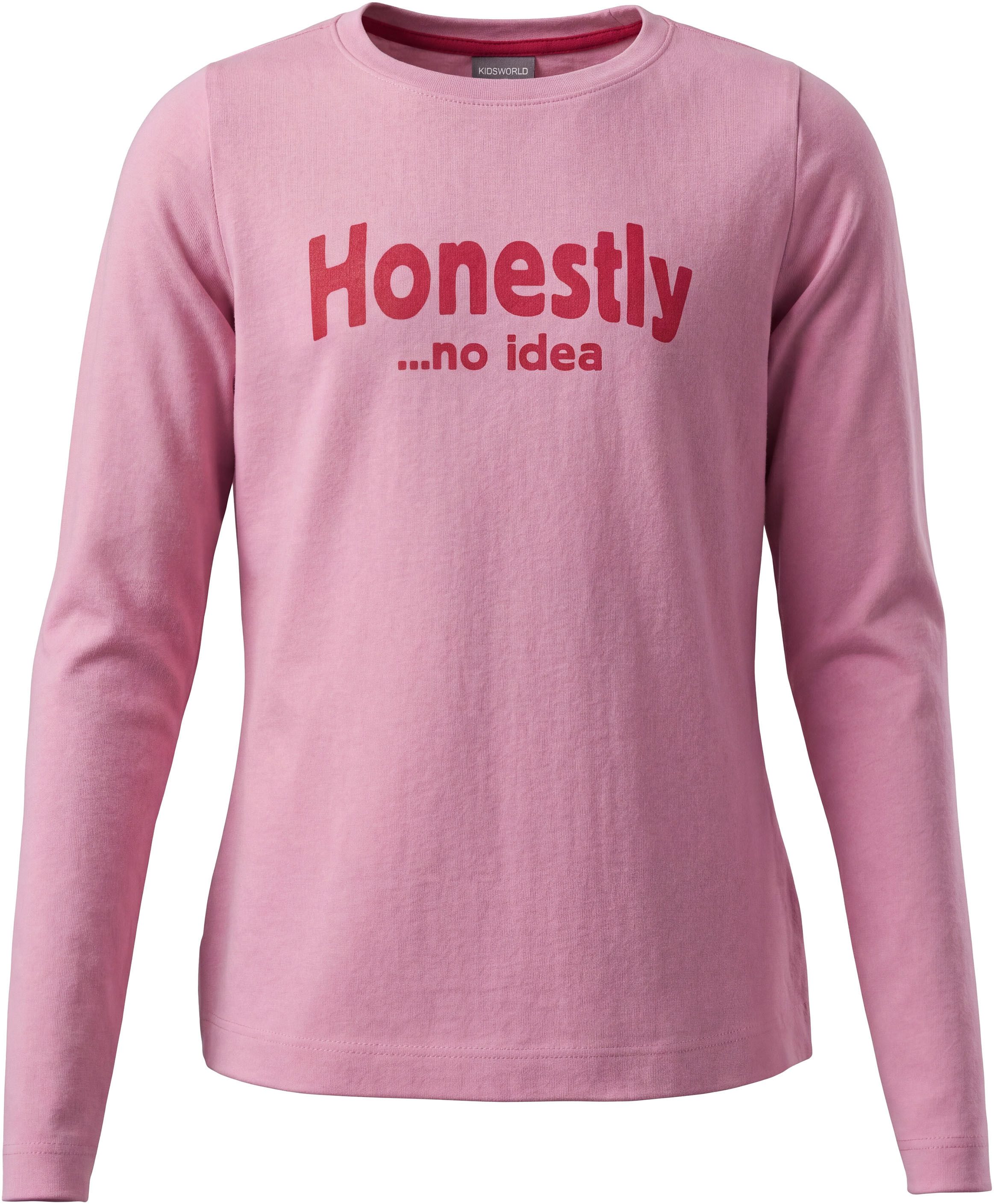 KIDSWORLD Langarmshirt Slogan Shirt: HONESTLY Spücheshirt, langärmlig, Basic-Stil, mit tiefem Rundhalsausschnitt – Bild 5 von 5