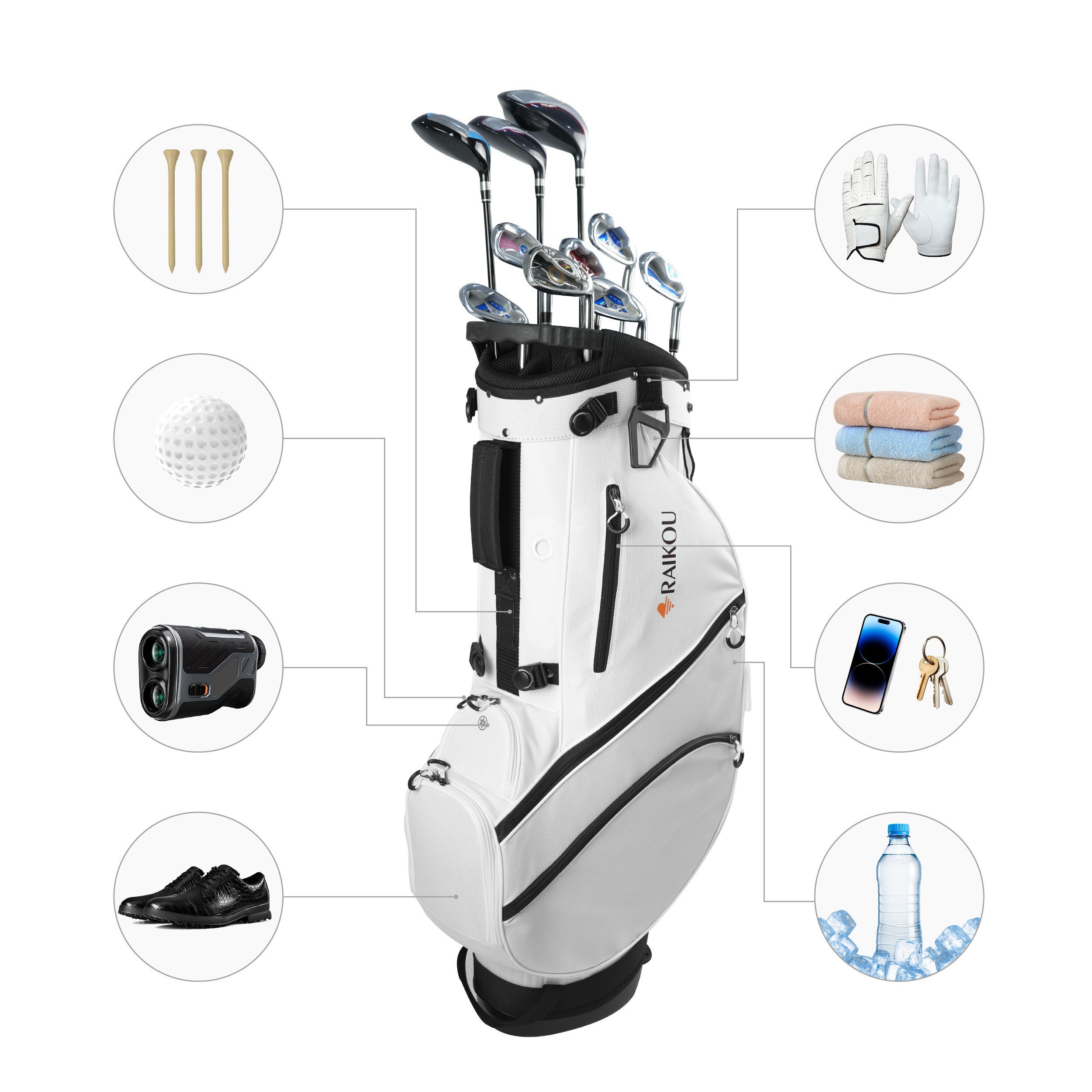 RAIKOU Golfballtasche Golf Standbag mit 14-fach Organizer, wasserabweisende günstig online kaufen