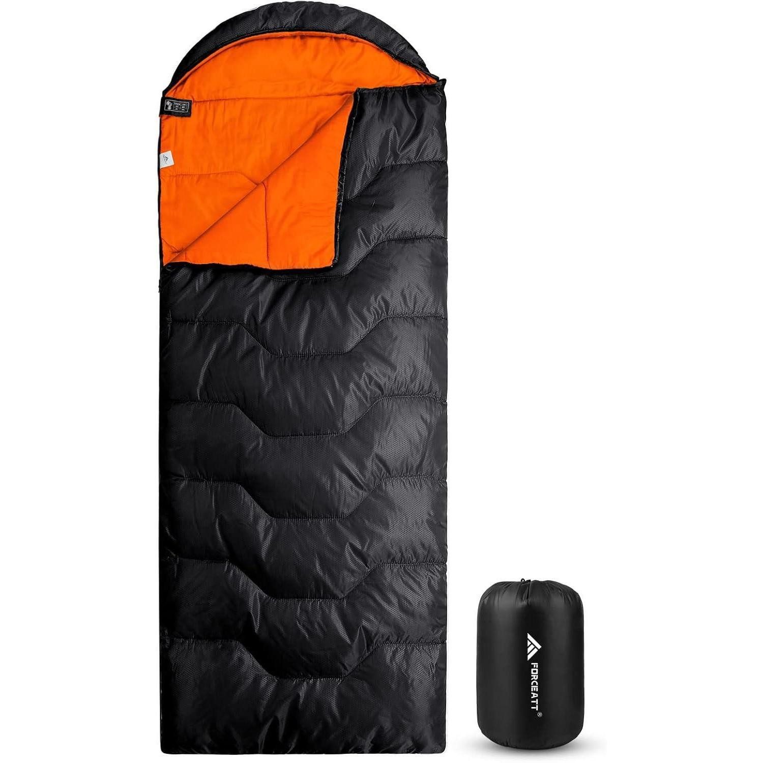 LuxusKollektion Schlafsack Schlafsack 3 4 Jahreszeiten Flanell 10° Polyester Schwarz Orange