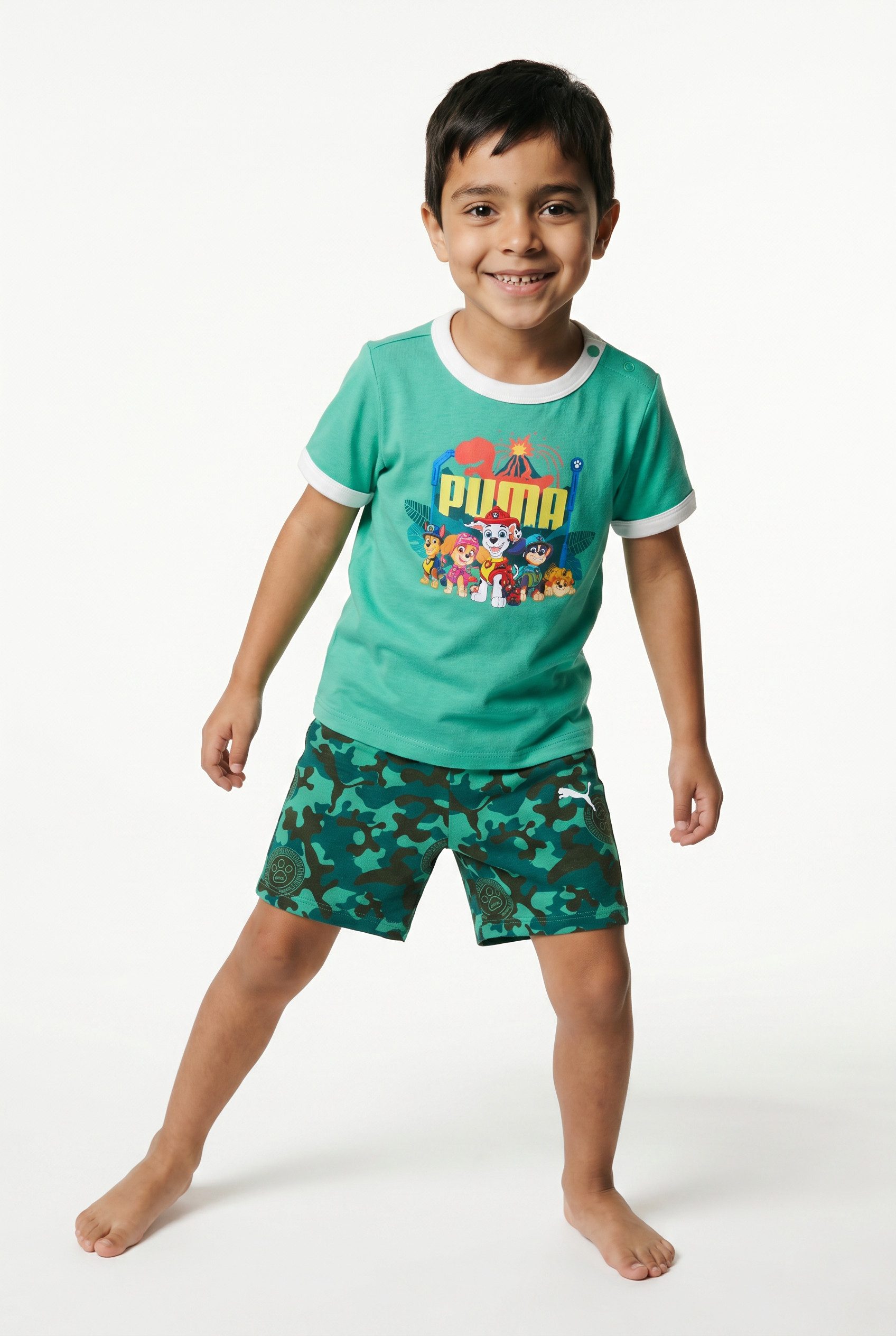 PUMA Trainingsanzug X PAW PATROL MINICATS TEE AND SHORTS SET INF (2-tlg), zweiteiliges Set, Regular Fit, ohne Kapuze