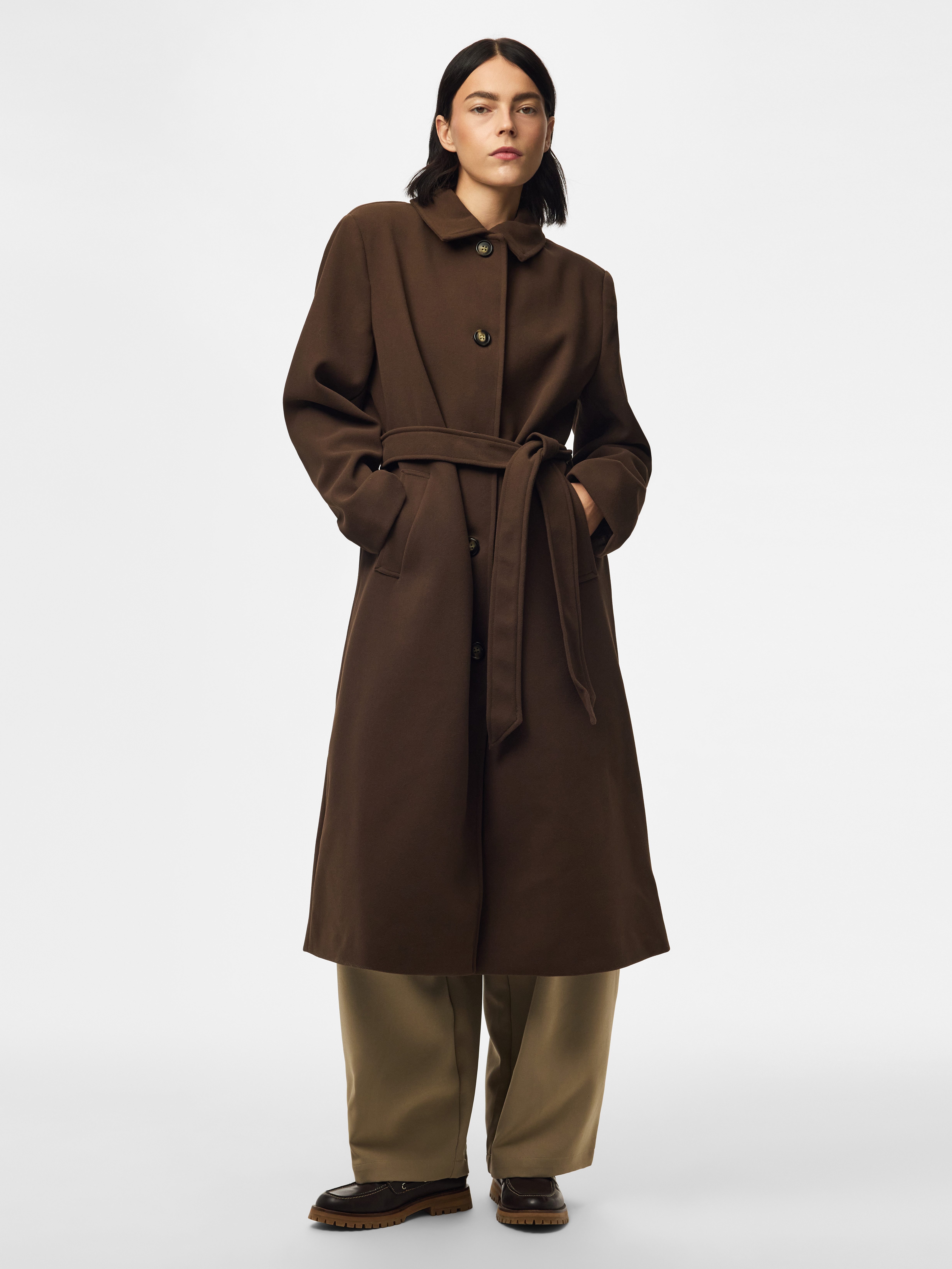 pieces Langmantel PCAYA LONG COAT NOOS BC Kunstfaser