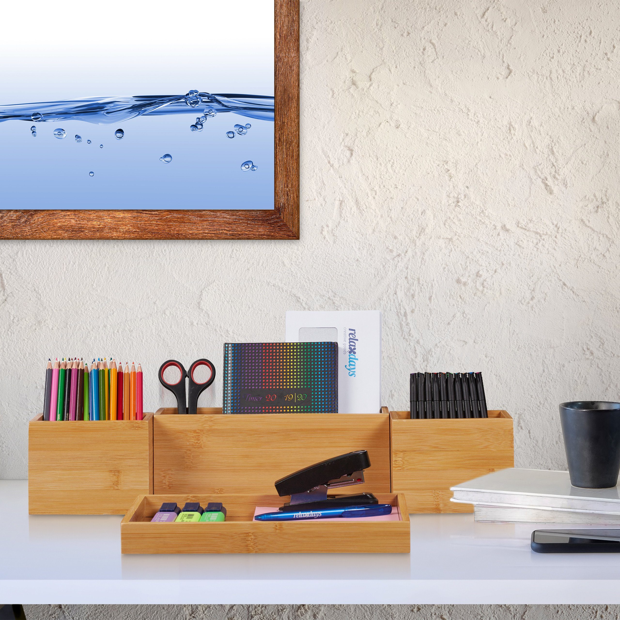 relaxdays Schreibtischaufsatz Schreibtisch Organizer Set günstig online kaufen