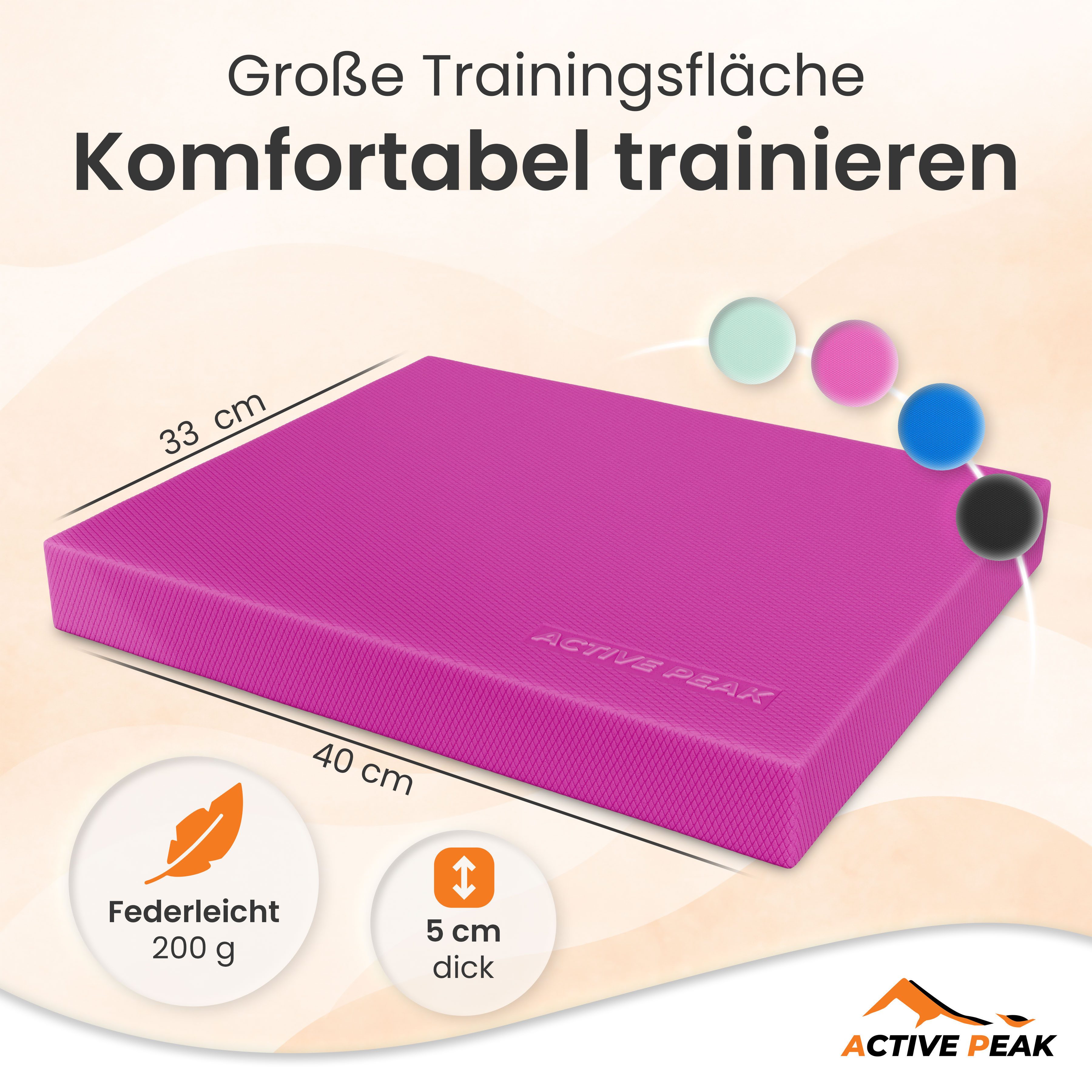Active Peak Balanceboard Balance Pad XXL Gleichgewichtskissen Balancepad, Ideal für Yoga, Pilates & Core-Training & Physiotherapie