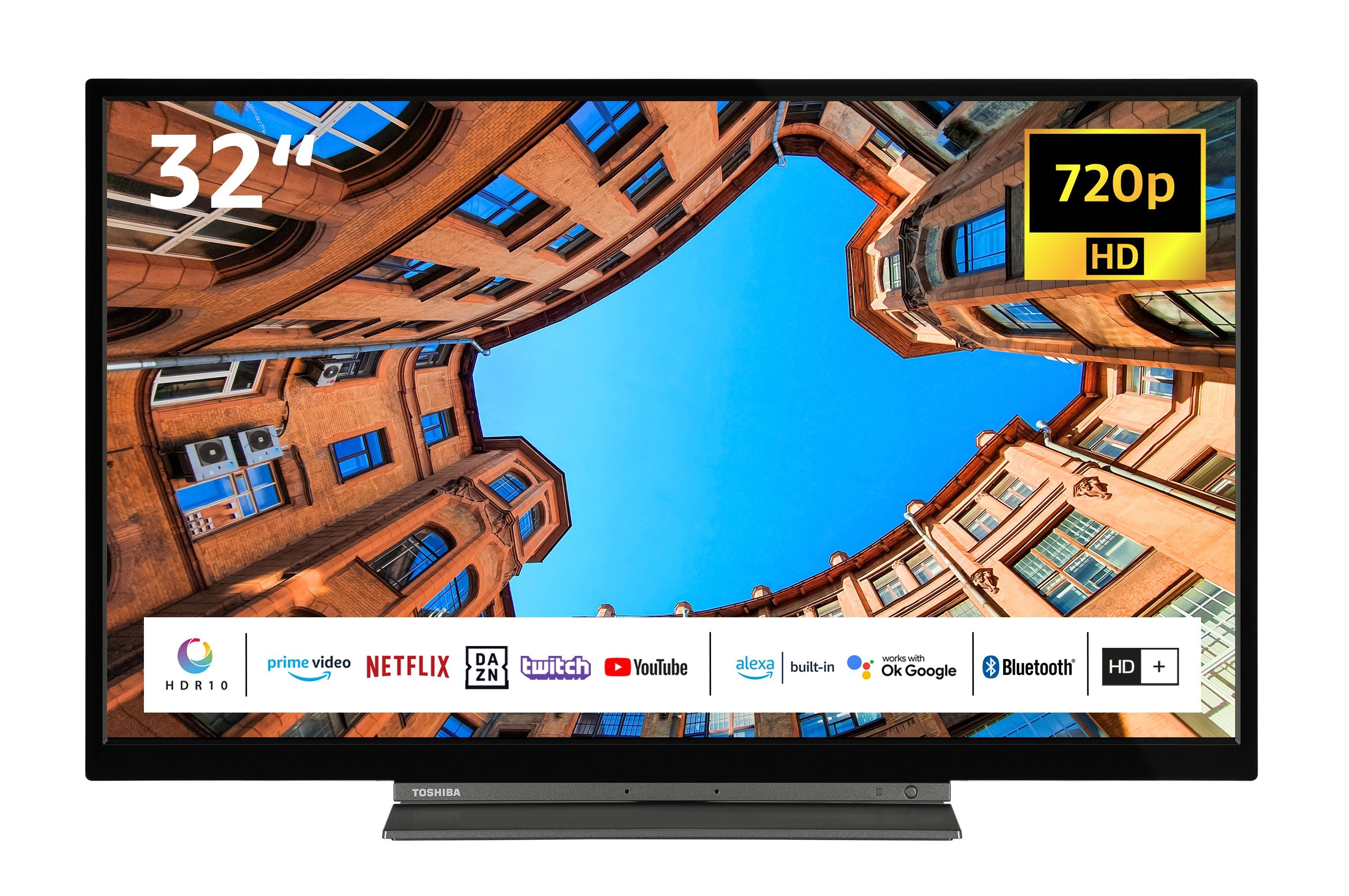 TV, LCD-LED Alexa HD+ HDR, cm/32 Triple-Tuner, 6 inklusive) 32WK3C63DAW Smart Fernseher Zoll, (80 Monate Toshiba Built-In, HD-ready,