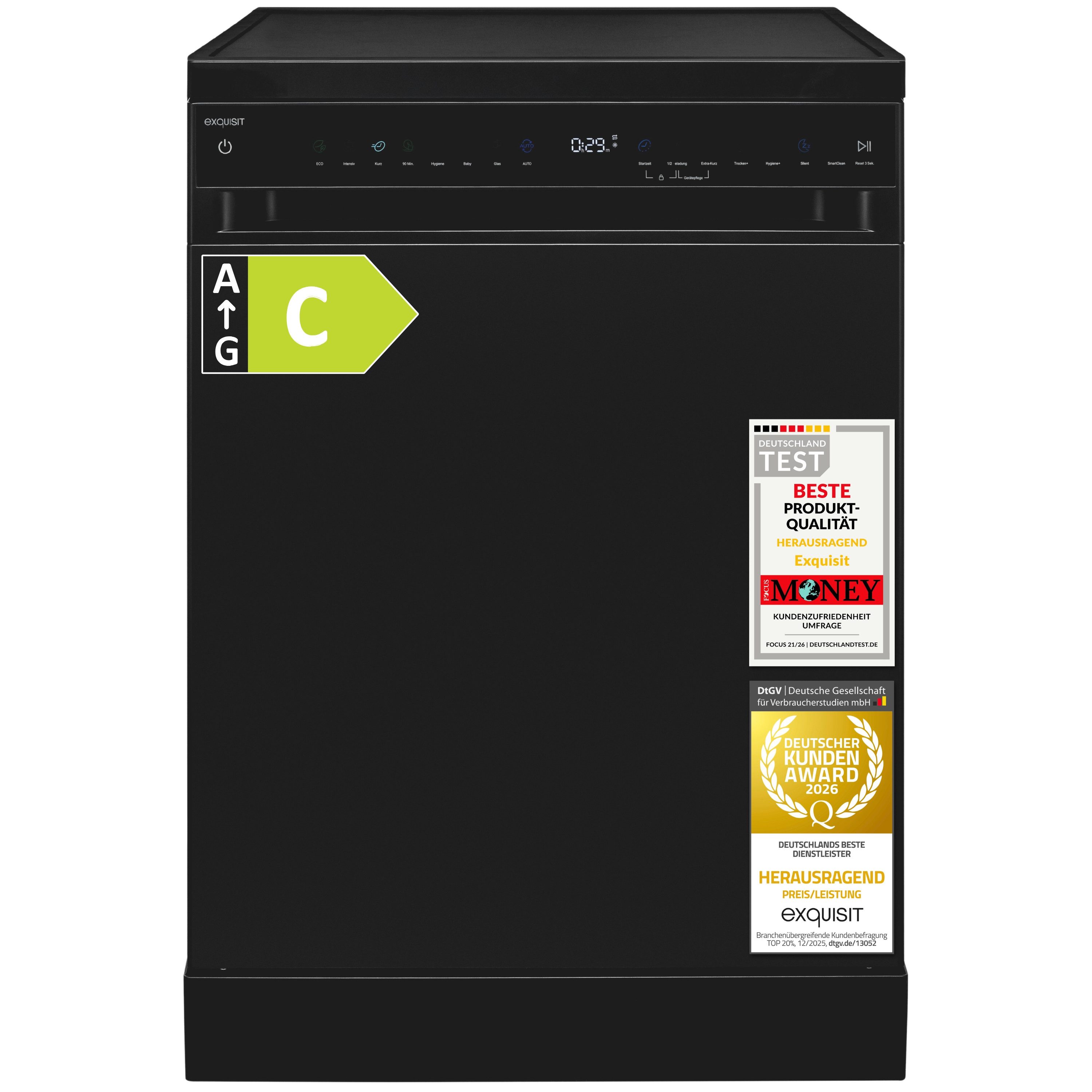 exquisit Standgeschirrspüler GSP59316-450C, 11,8 l, 16 Maßgedecke, LED, 2100 W, 84,5 x 59,8 x 59,0 cm
