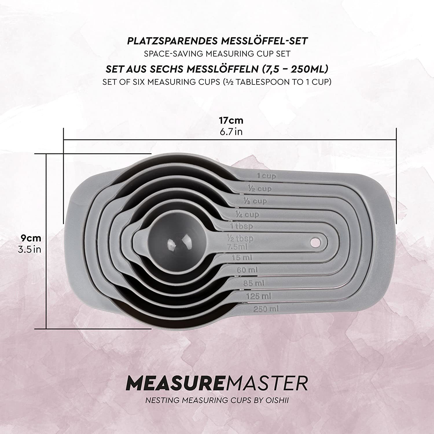 BPA-Frei lebensmittelecht, Messlöffel Messlöffel mikrowellengeeignet, OISHII MeasureMaster Set, spülmaschinenfest, Kunststoff, (teilig),